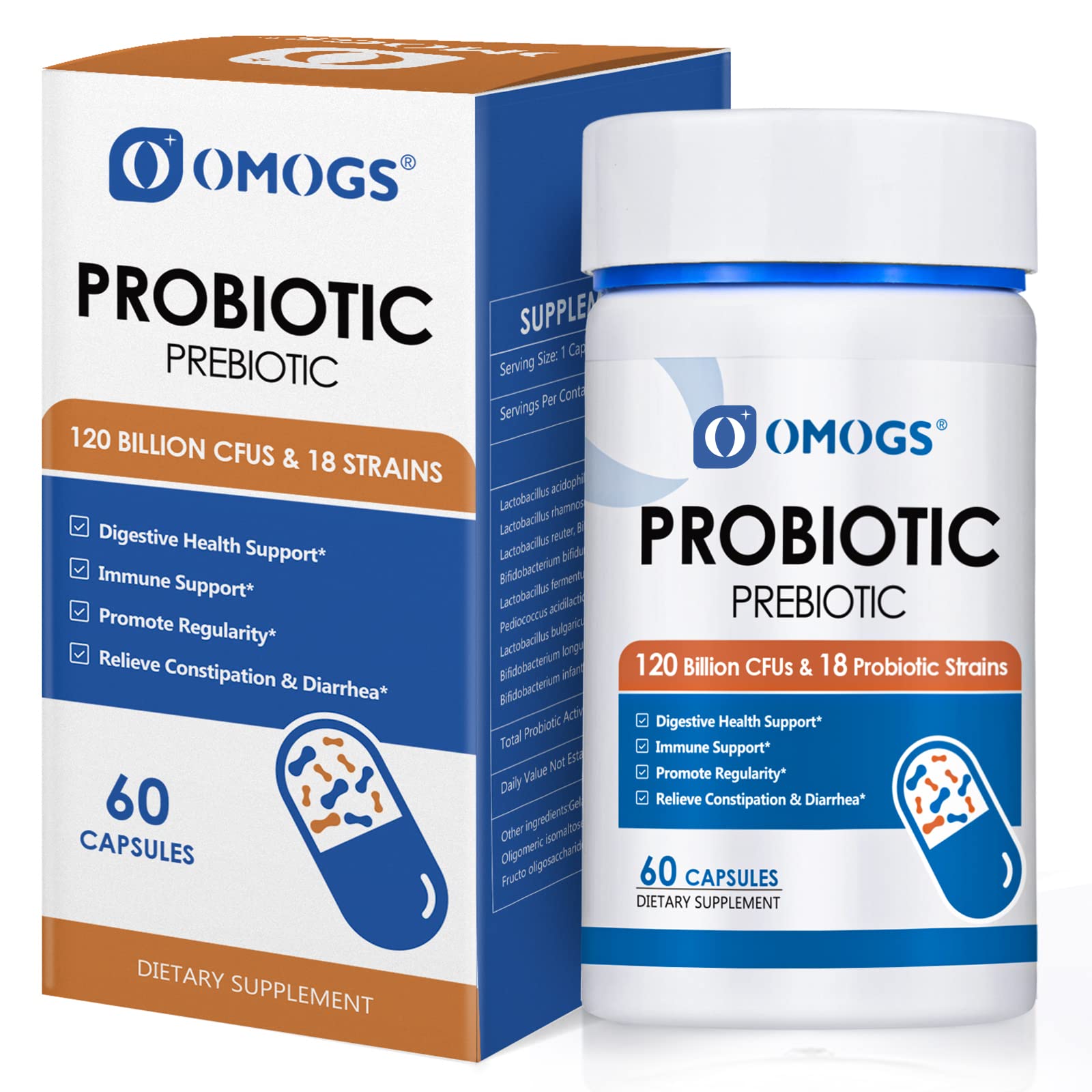 OMOGS Probiotiques: bouteille hygiénique assurant la stabilité des capsules.