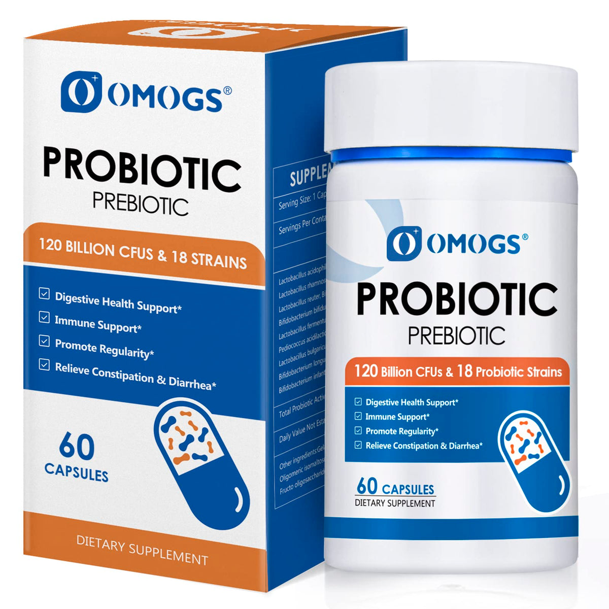 OMOGS Probiotiques: bouteille hygiénique assurant la stabilité des capsules.