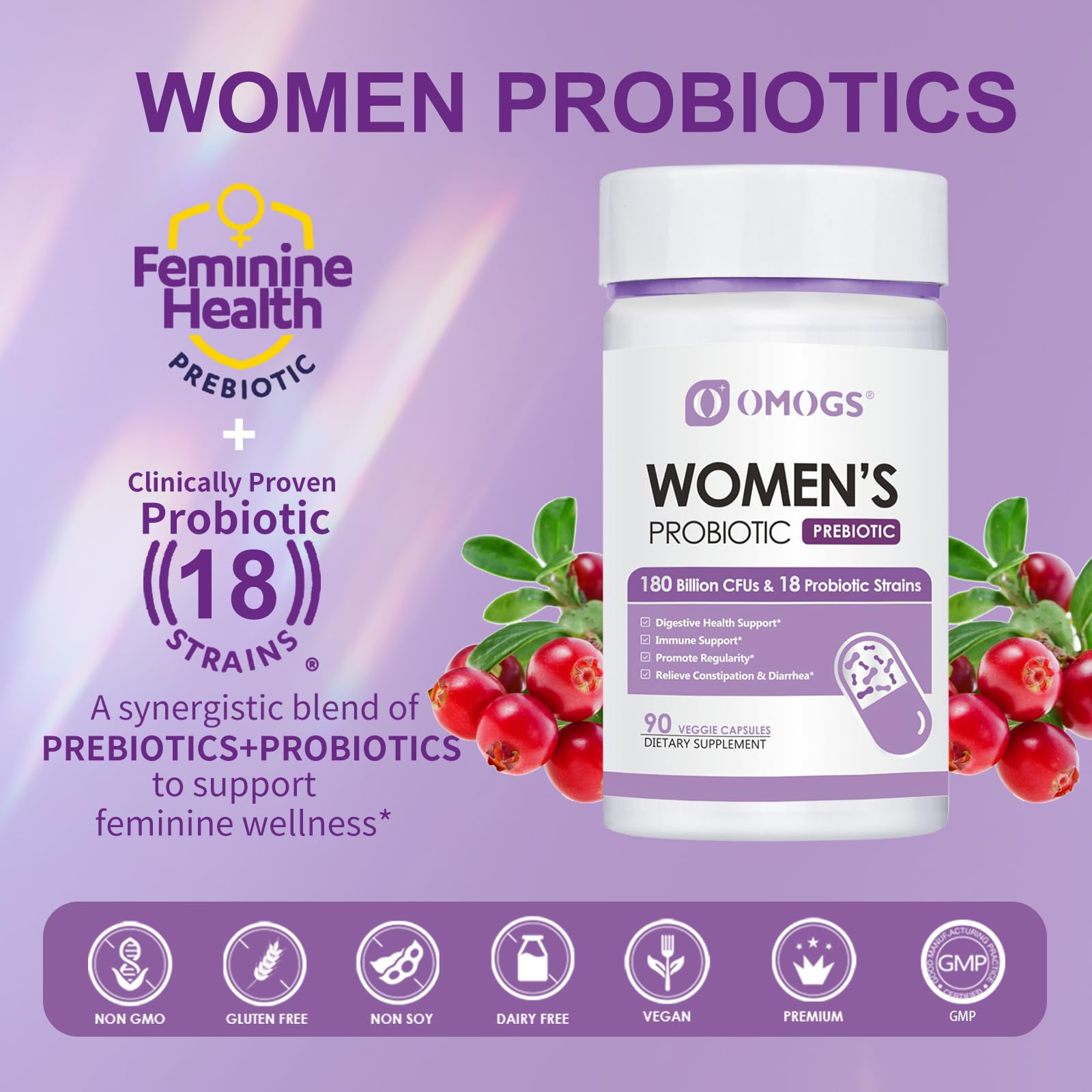 OMOGS Capsules probiotiques - usage quotidien pour bien-être féminin.