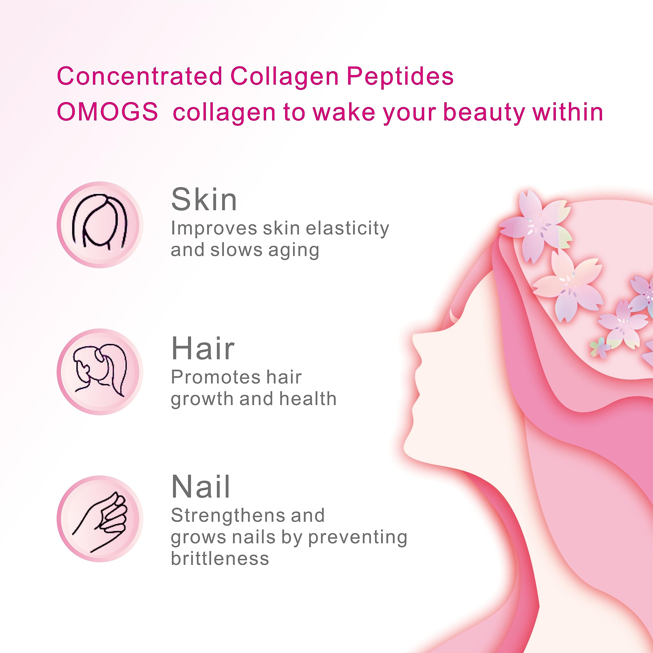 OMOGS collagène poudre avec cuillère, facilite l incoporation dans boissons chaudes ou froides