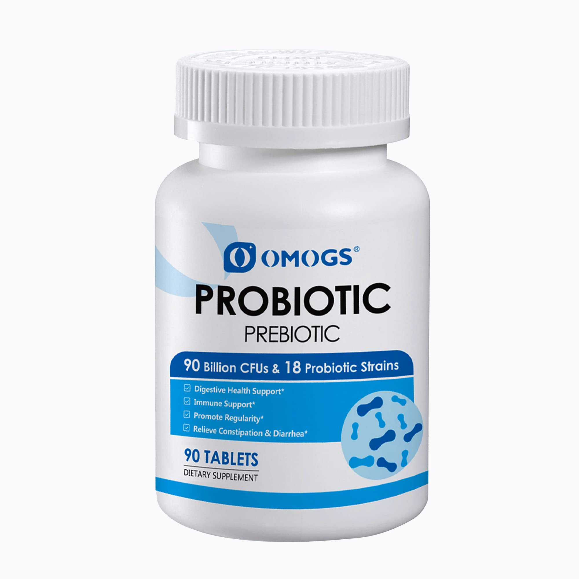 OMOGS Probiotiques: capsules dans la boîte, soutien digestif potentiel.