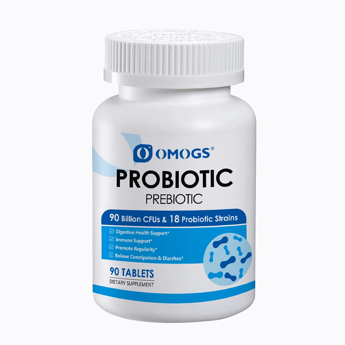 OMOGS Probiotiques: capsules dans la boîte, soutien digestif potentiel.