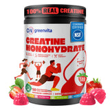 On Greenvita Créatine Gummy – bouteille fraise, soutien potentiel à l’endurance et à la concentration.