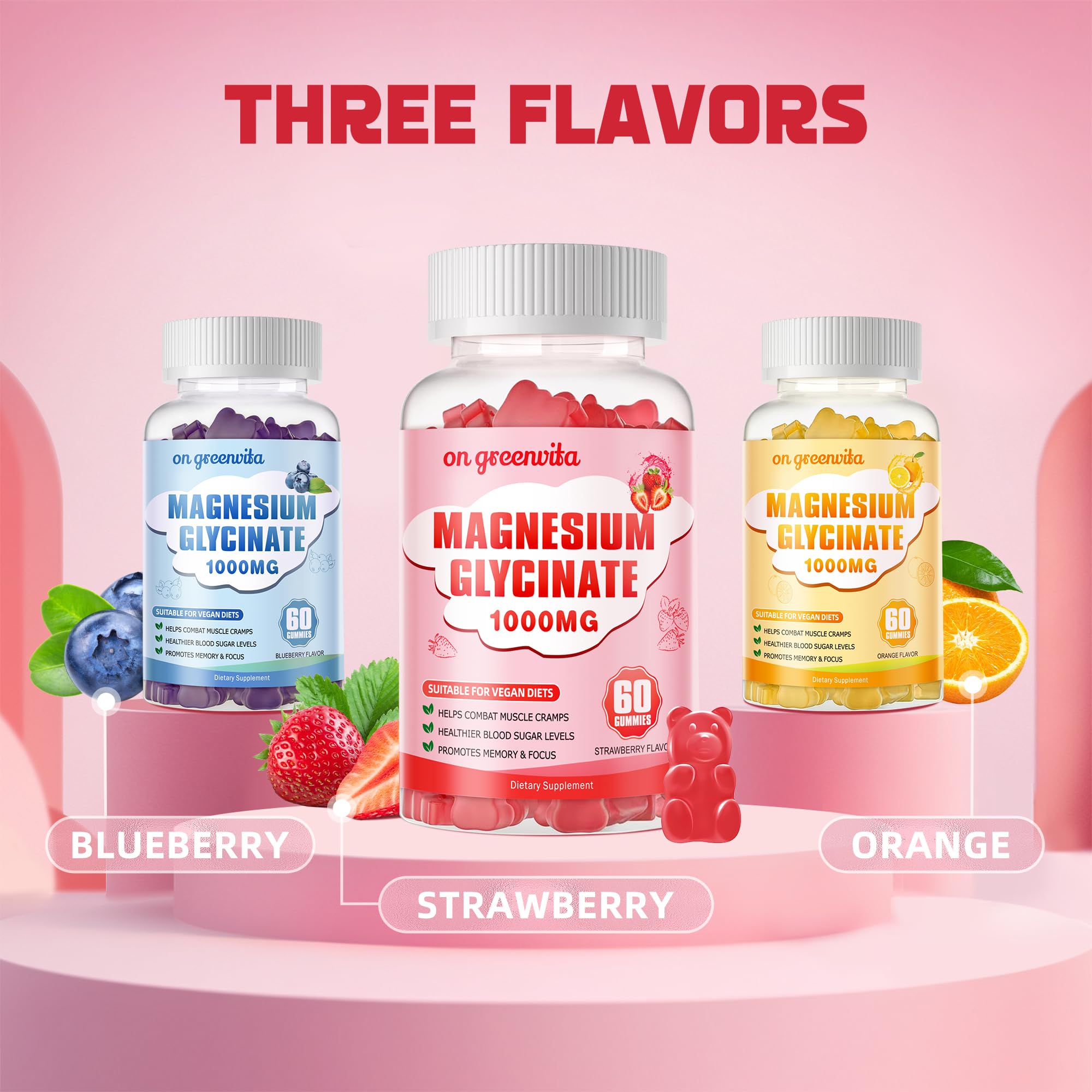 Emballage clair On GreenVita, 120 gummies par paquet pour plusieurs semaines.