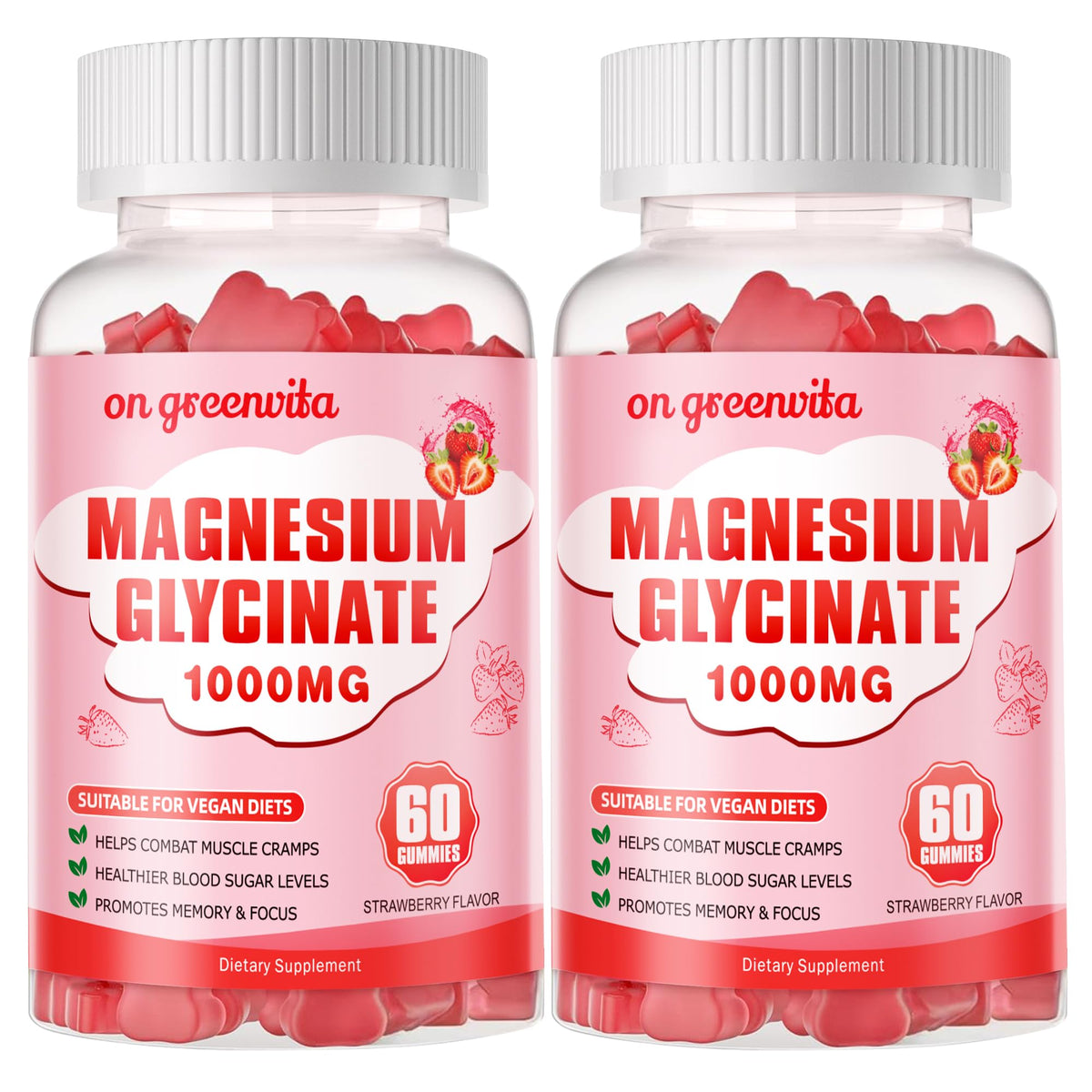 On GreenVita magnésium glycinate 1000 mg, framboise, soutien au calme.
