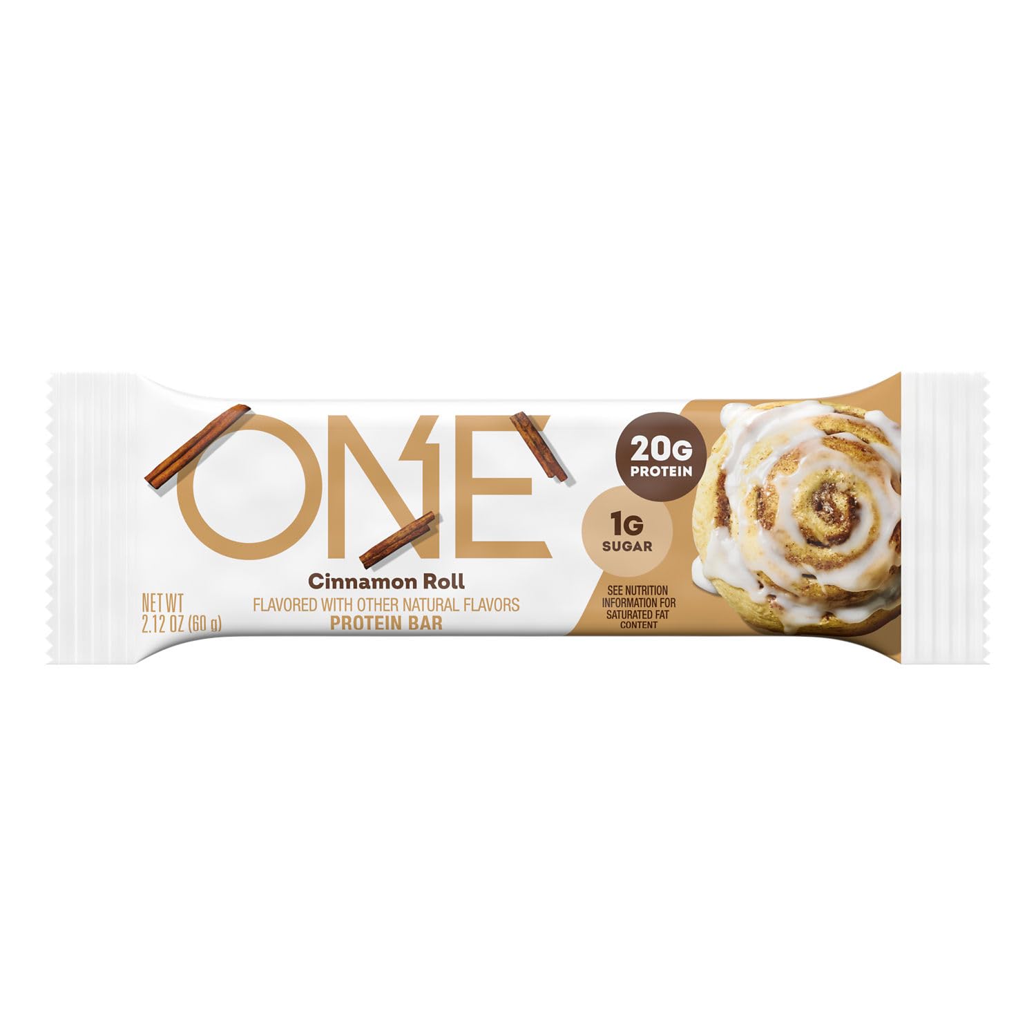 Barre ONE Cannelle Roulée, détail de texture et sucre faible à 1 g.