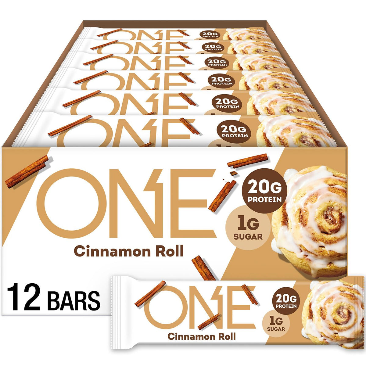Barre ONE Cannelle Roulée sans gluten, riche en protéines pour l'après-entraînement.