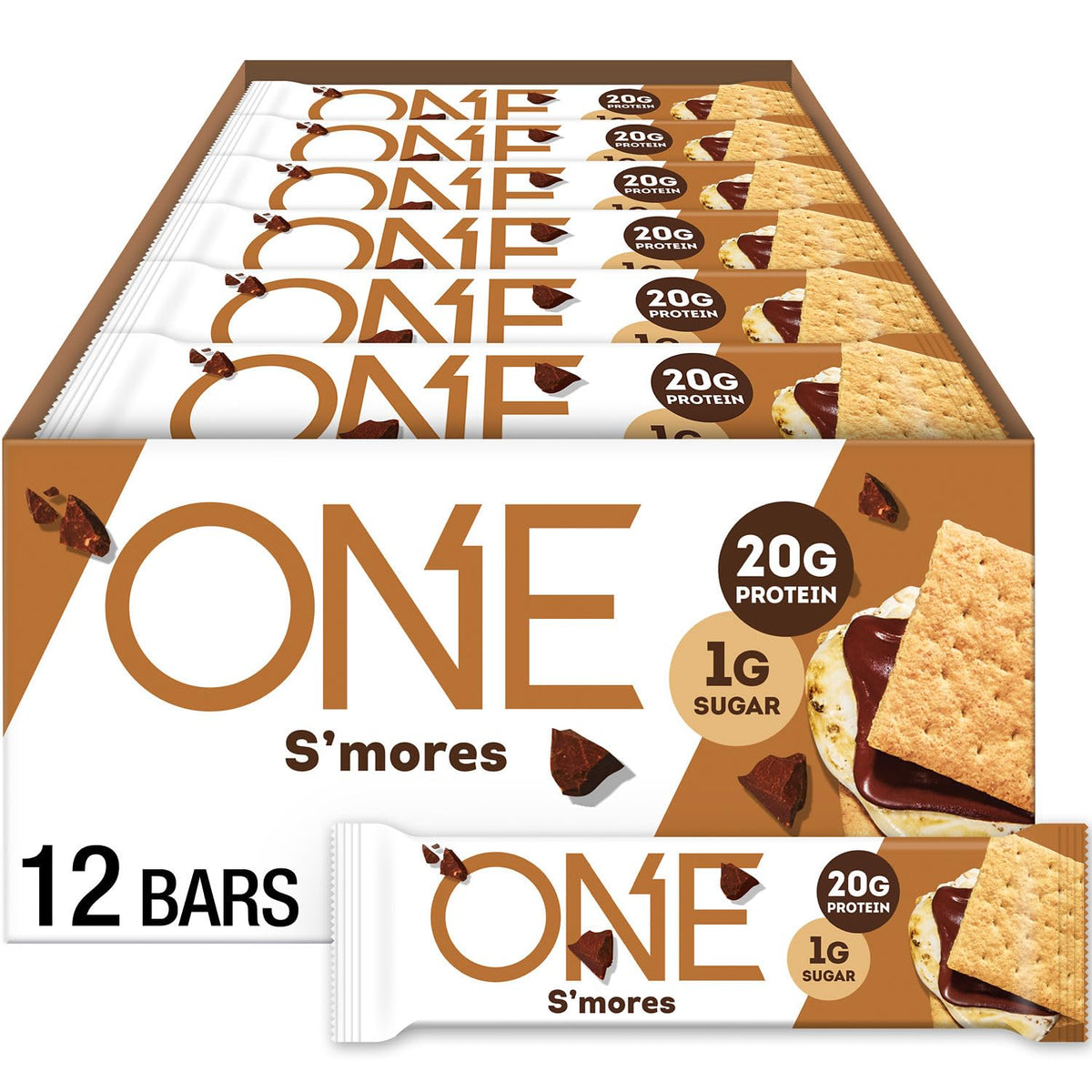 ONE barres protéinées smores sans gluten — emballage pratique et prêt à emporter