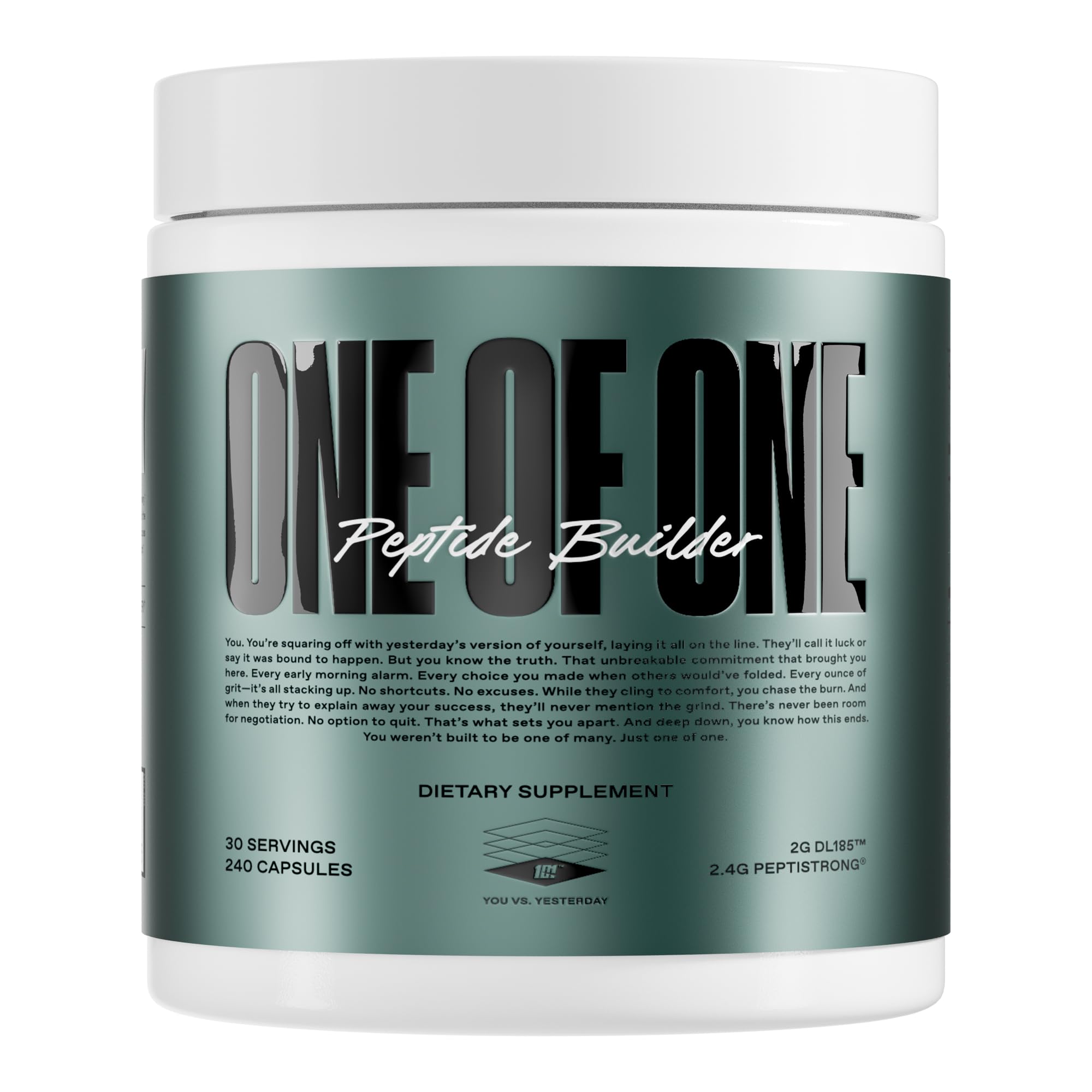ONE OF ONE Peptide Builder – bouteille pratique pour une utilisation post-entraînement.