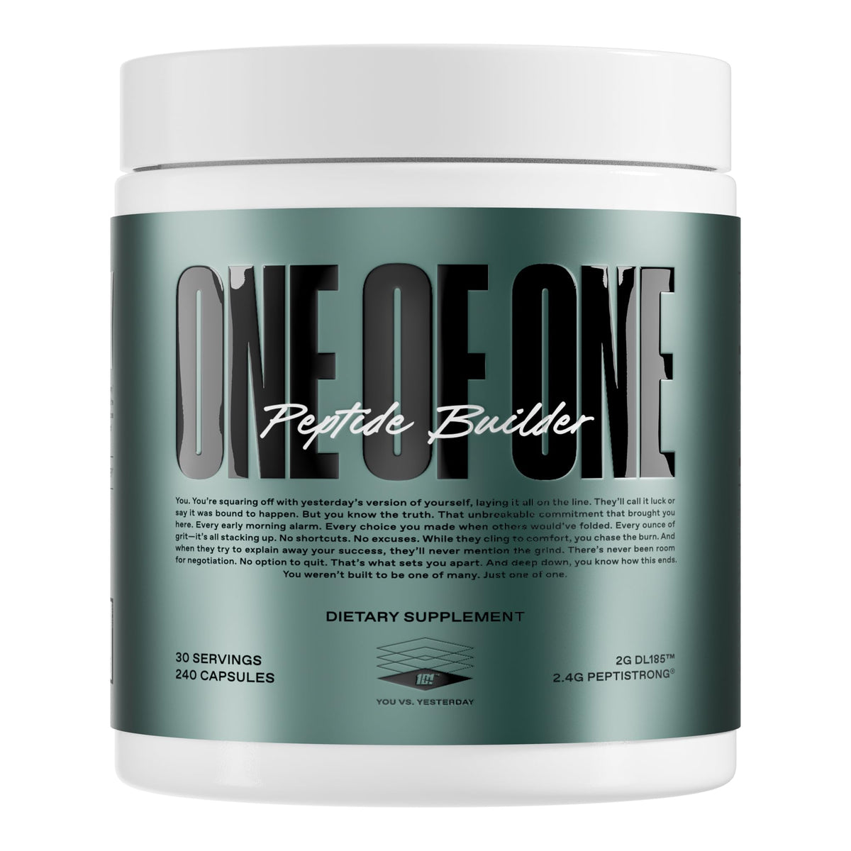 ONE OF ONE Peptide Builder – bouteille pratique pour une utilisation post-entraînement.