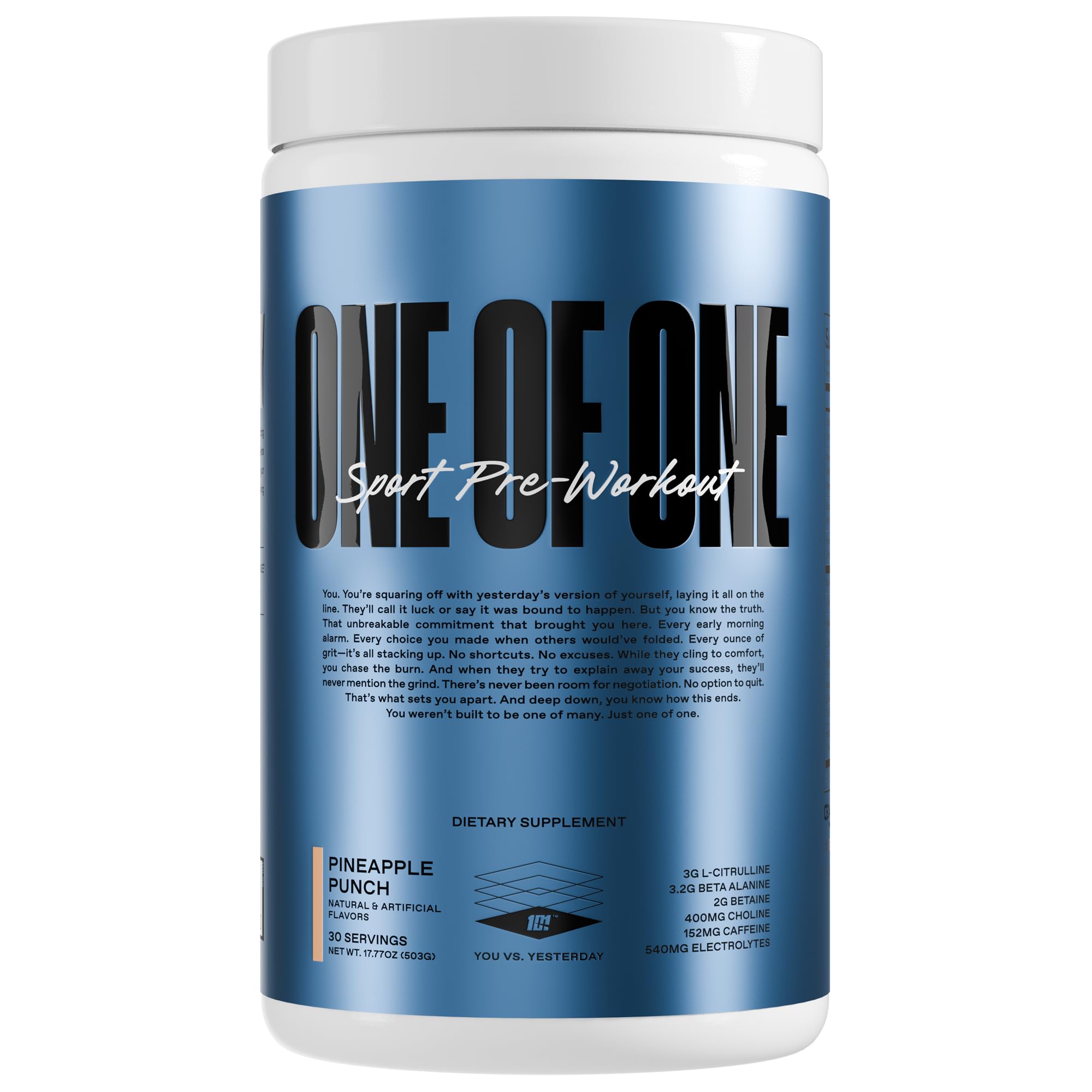 ONE OF ONE Sport Pre-Workout, poudre ananas-punch prête à l'entraînement et stimule l'énergie