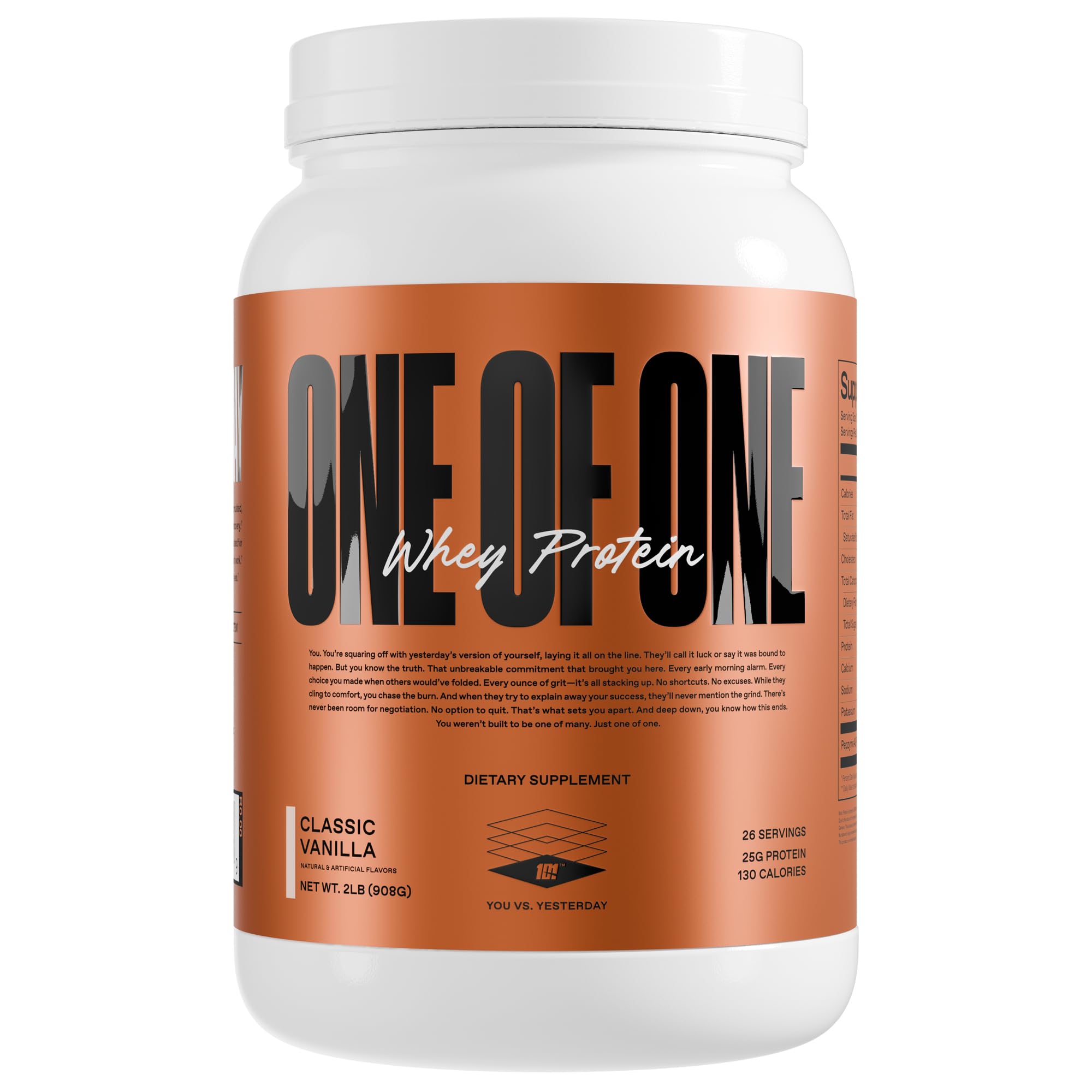 ONE OF ONE protéine vanille en pot 2lb, présentation claire et premium pour récupération