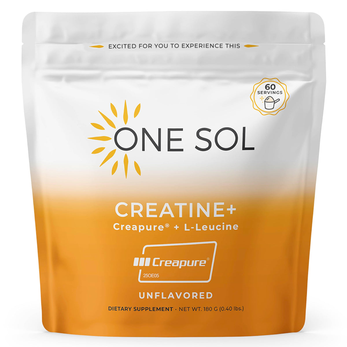 One Sol Creatine bouteille sans arôme, soutient énergie et récupération pendant l’entraînement.