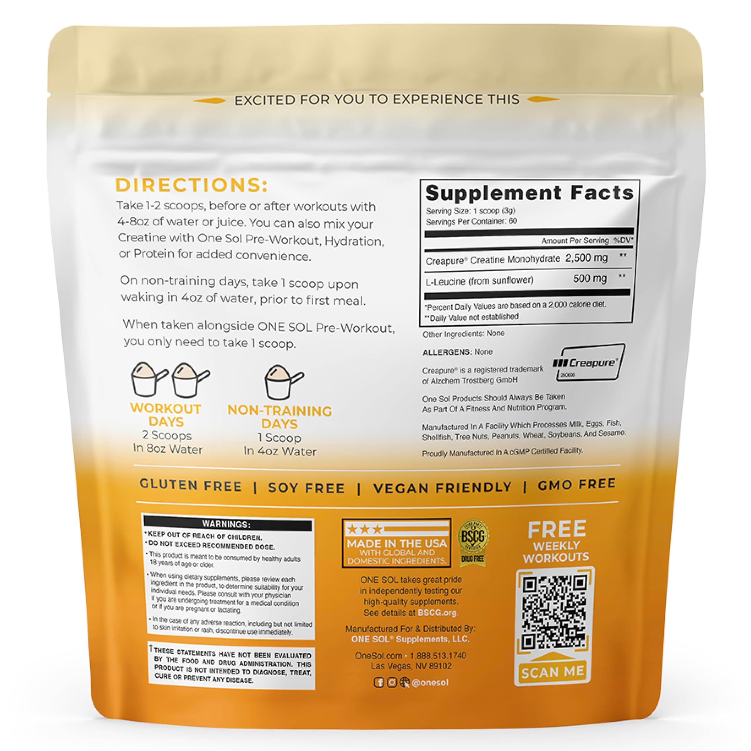 One Sol Creatine doseur et mesure, facilité d’utilisation pour vos séances.