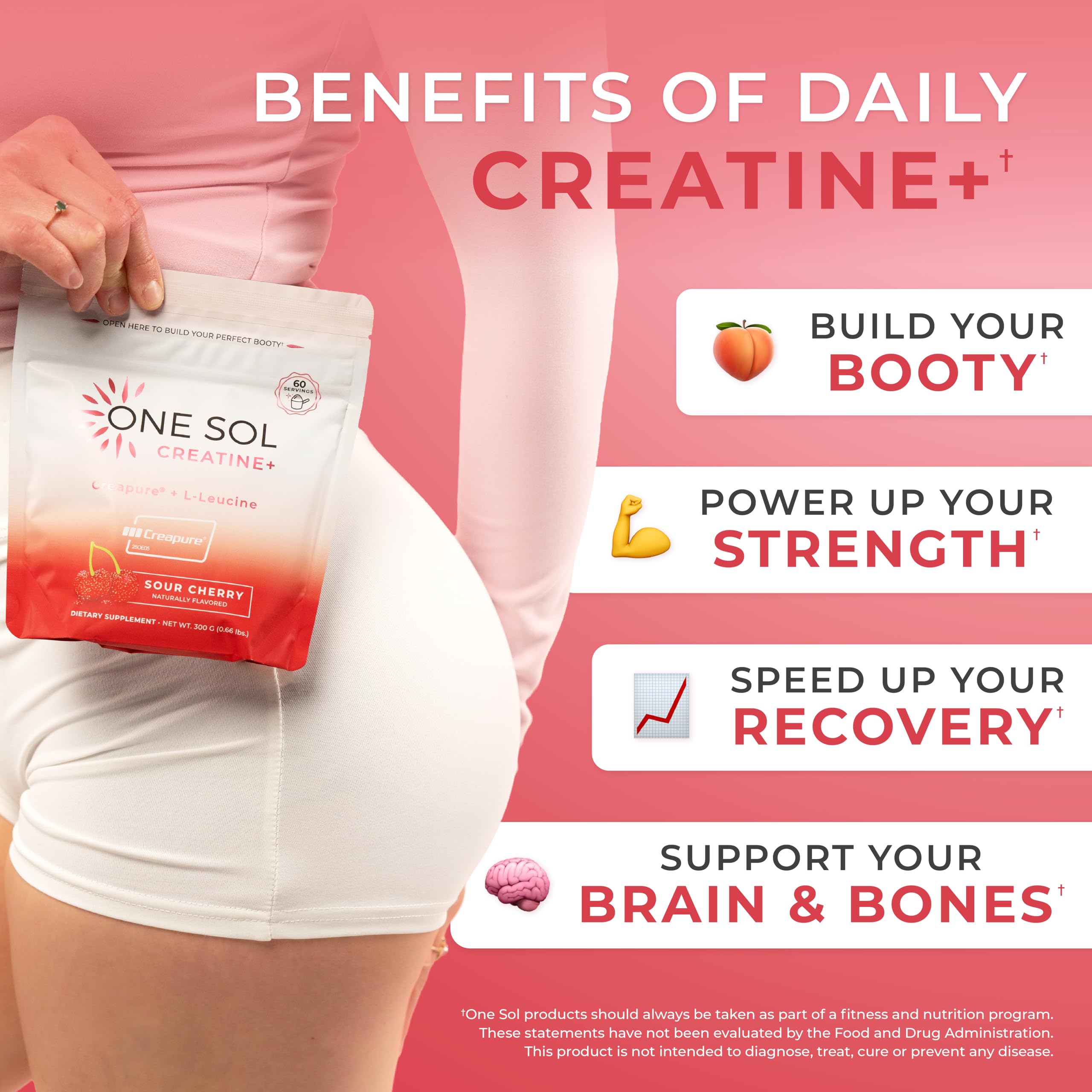 Gobelet d’eau avec le mélange cerise One Sol Creatine pour femmes.
