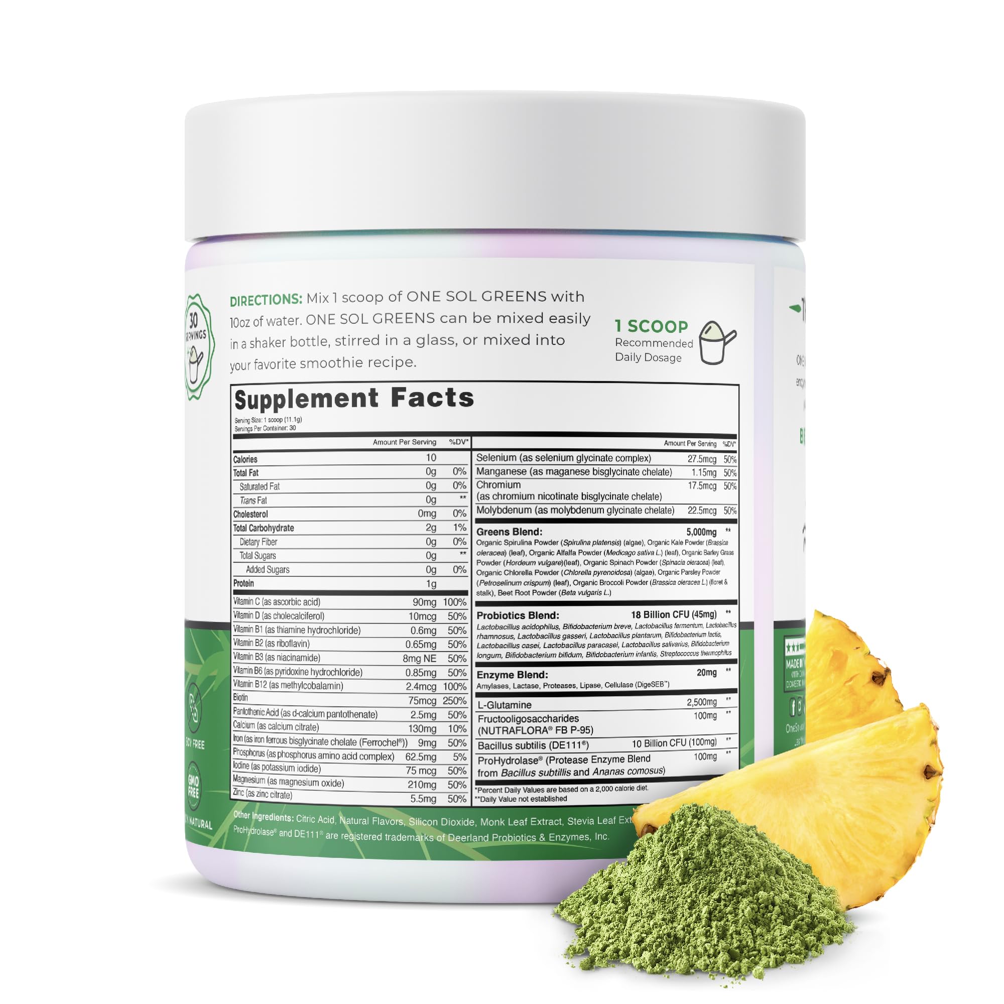 One Sol Greens – Dose cuillère : dosage pratique pour smoothie ou eau.
