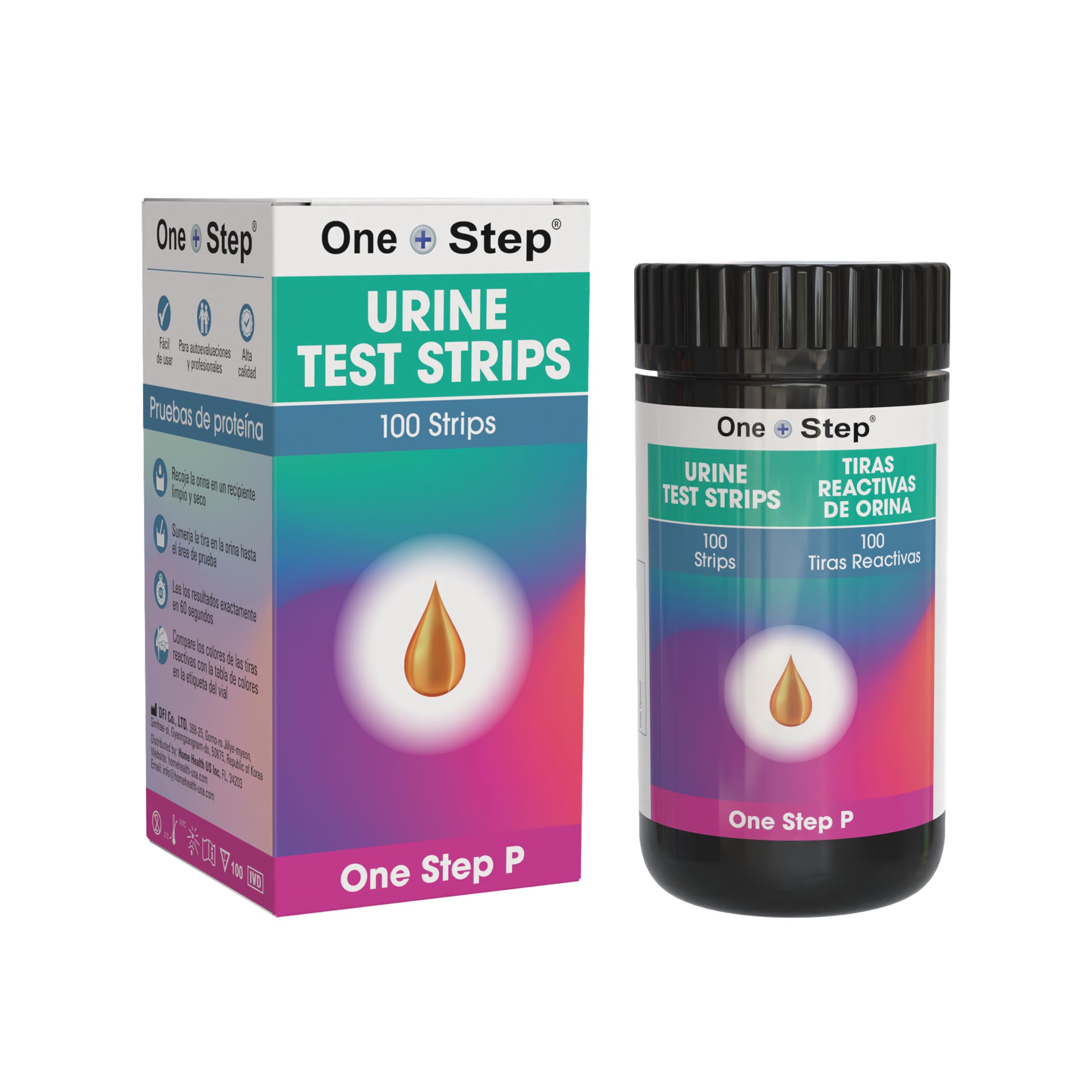 Boîte One Step contenant 100 bandes de test urinaire pour dépistage rapide à domicile.