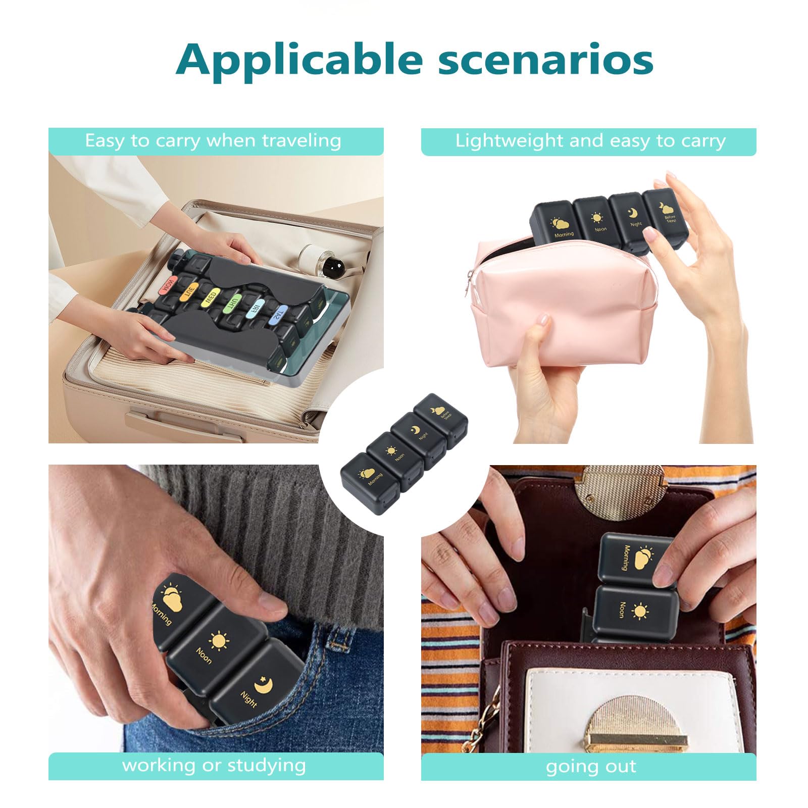 ONEUPIN Accessoire santé pilules noir soutenant une routine régulière