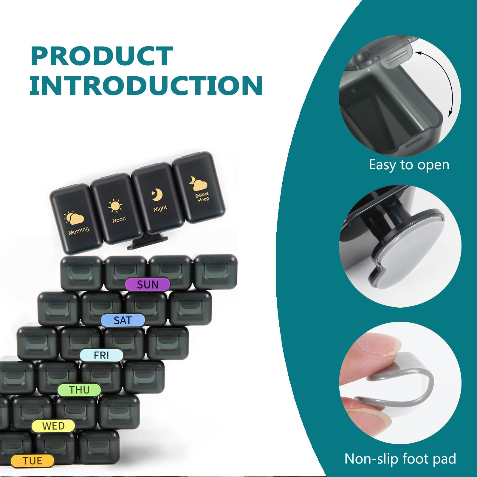 ONEUPIN Plastique durable noir sûr pour pilules et compléments