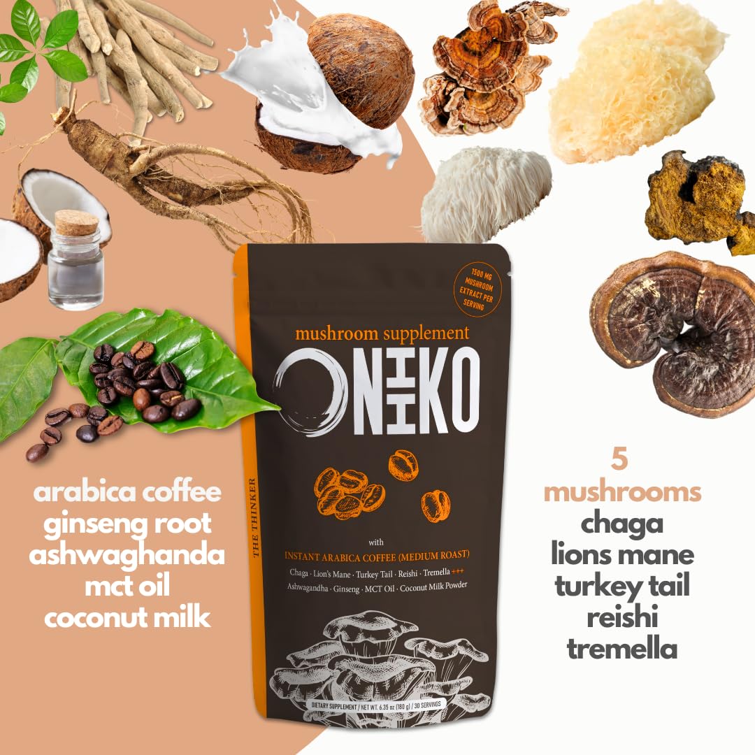 ONIIKO Café 5 Champignons – versez dans lait végétal pour latte crémeux