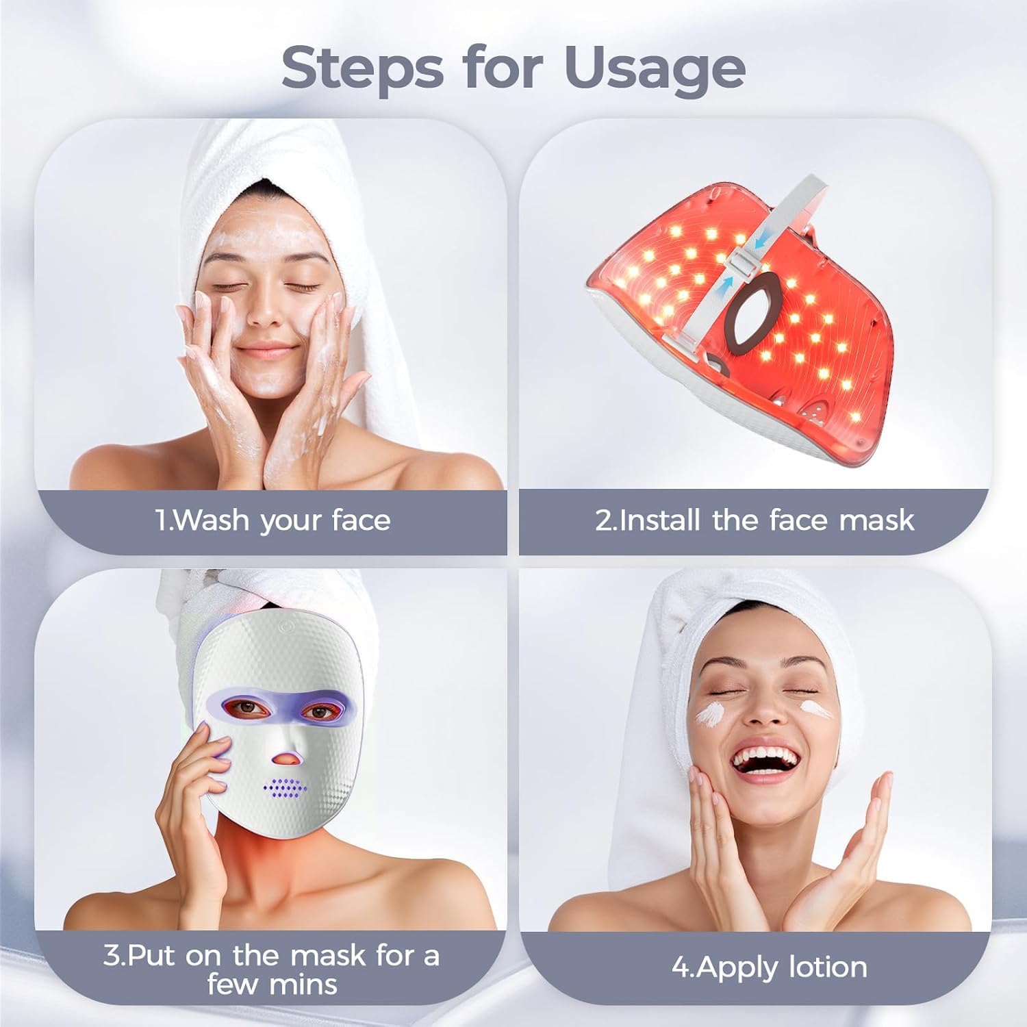 ONLUKY masque visage LED 61 LEDs – routine anti-fatigue à domicile.