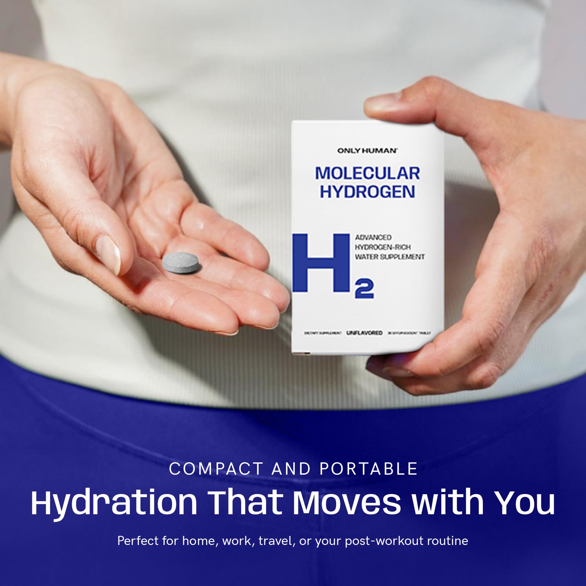 ONLY HUMAN tablettes hydrogène eau 12 ppm, concentration efficace.