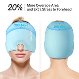 ONLYCARE Migraine Relief Cap bleu : bloque partiellement la lumière pour un espace sombre.