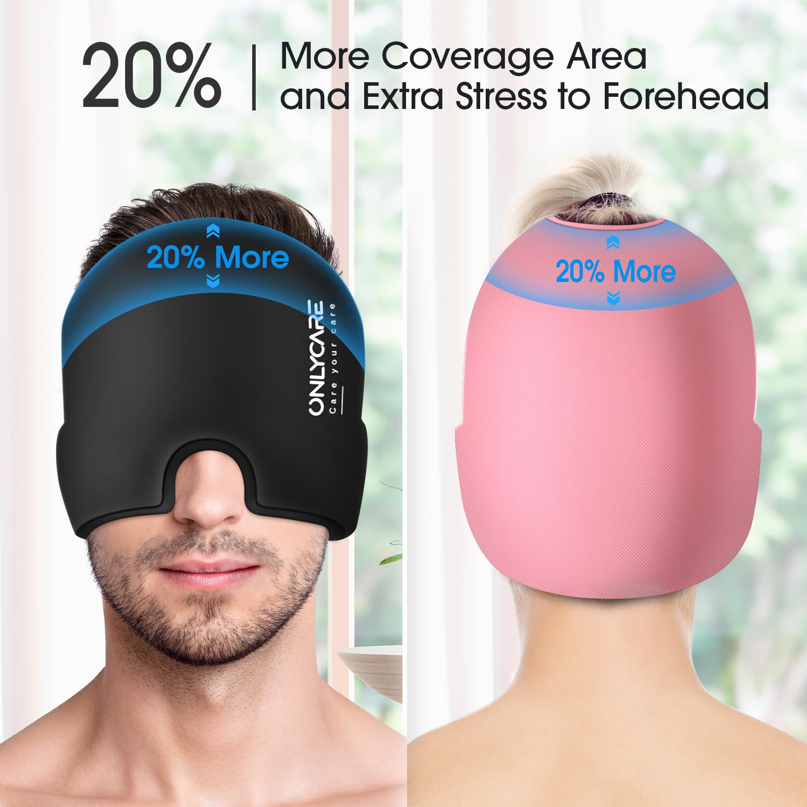 ONLYCARE Migraine Cap – design en U bloque la lumière et apaise le regard.