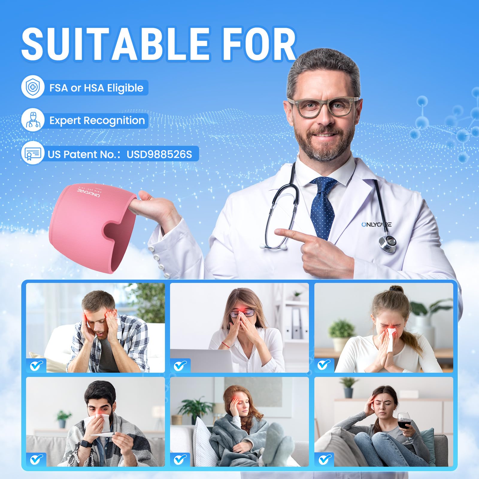 ONLYCARE Migraine Cap – utilisation polyvalente pour détente et concentration.