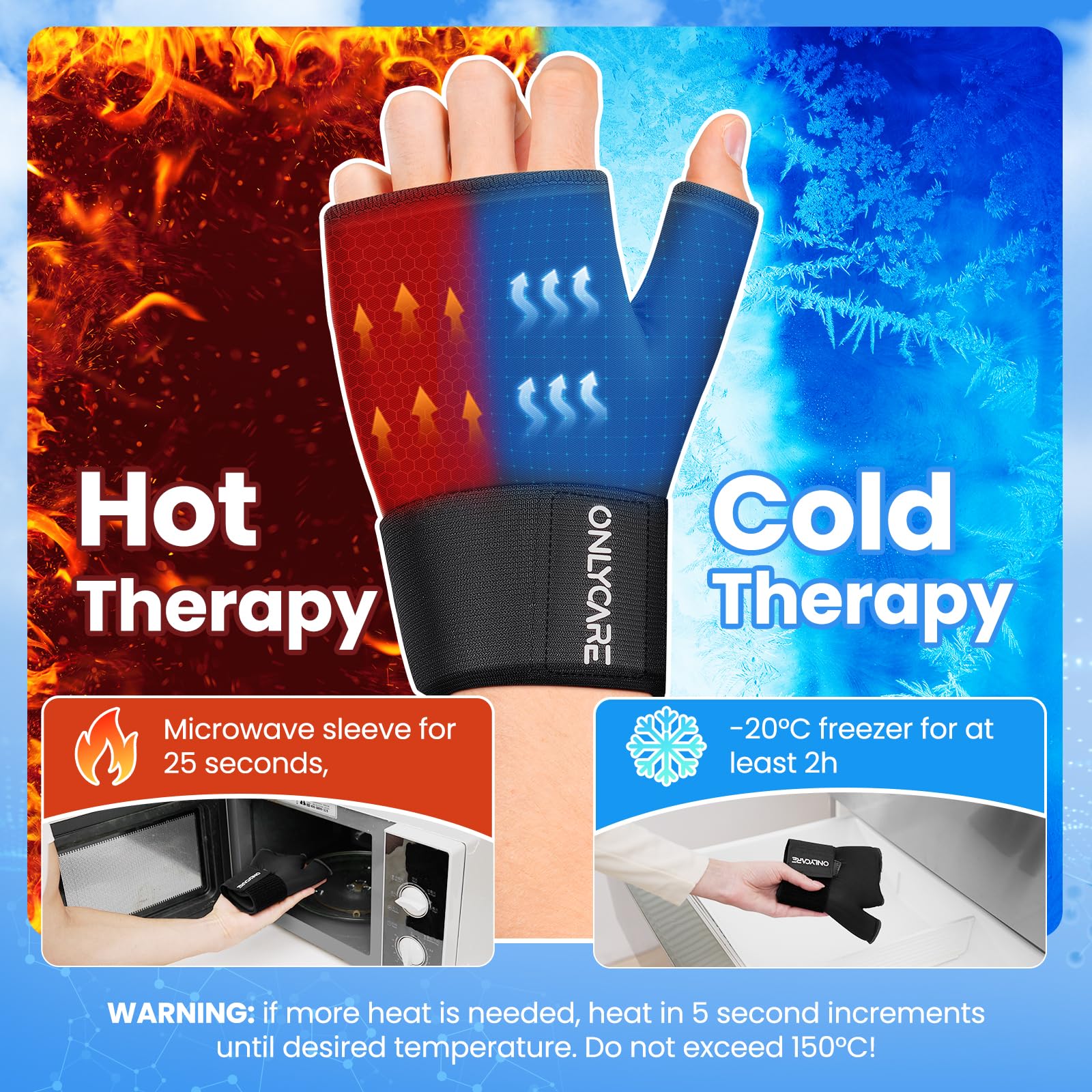 ONLYCARE sangle poignet chaud et froid: thérapie pratique en 20 minutes.