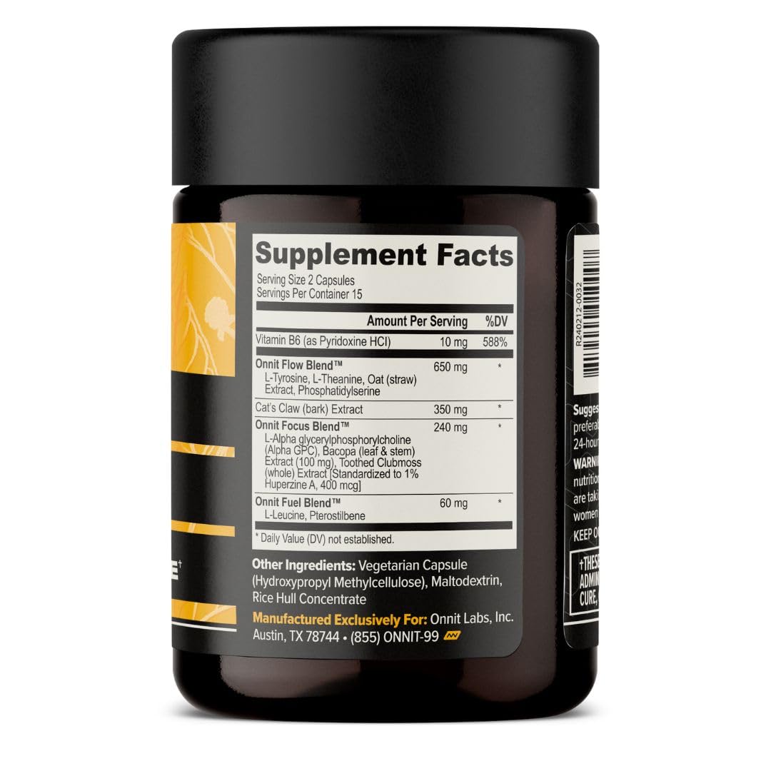 ONNIT Alpha Brain: bouteille de capsules, format pratique pour le quotidien.