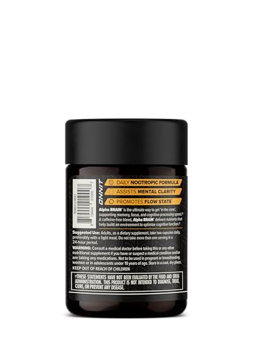 ONNIT Alpha Brain – bouteille ouverte montrant des capsules pour concentration.