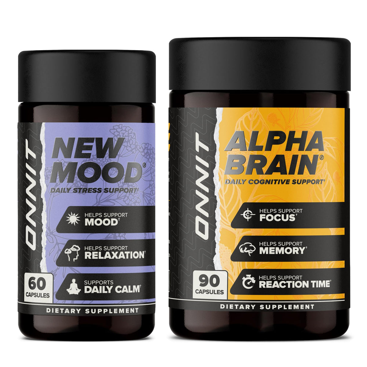 ONNIT Alpha Brain : flacon de capsules pour concentration et clarté mentale.