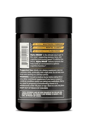 ONNIT Alpha Brain capsules en gros plan, énergie cognitive quotidienne potentielle.