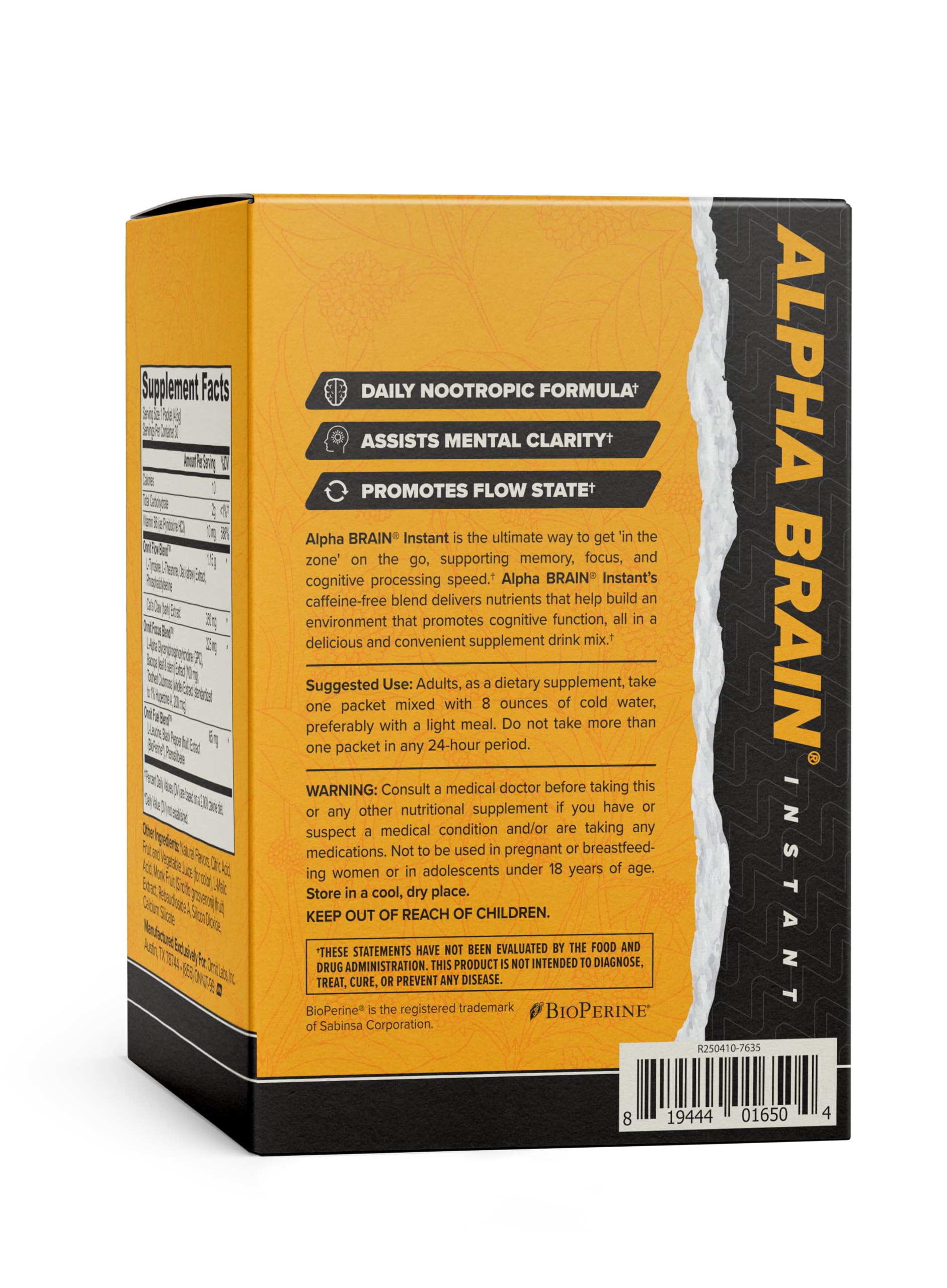 ONNIT Alpha Brain Instant, preparation-rapide, facile à doser pour une session productive