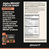 ONNIT Alpha Brain Shot pêche – emballage élégant sur table prête à consommer