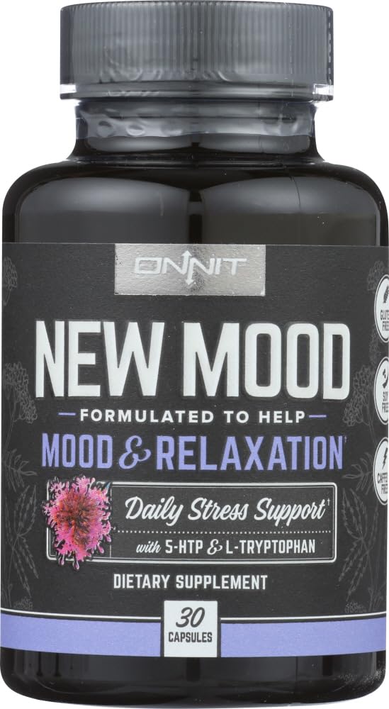 Onnit New Mood — Bouteille de capsules, soutien naturel à l'humeur et détente.