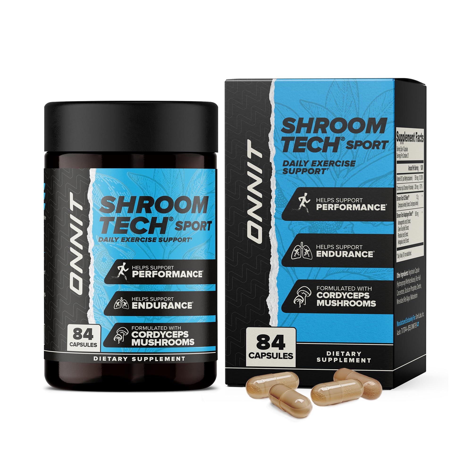 ONNIT Shroom Tech SPORT, boîte visible pour énergie quotidienne.