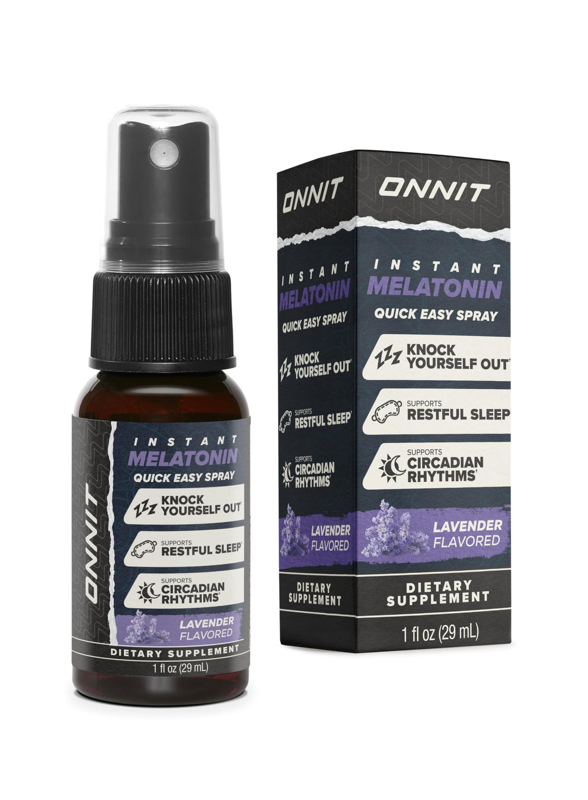 ONNIT Mélatonine Spray Instant lavande: endormissement facilité et sommeil reposant.