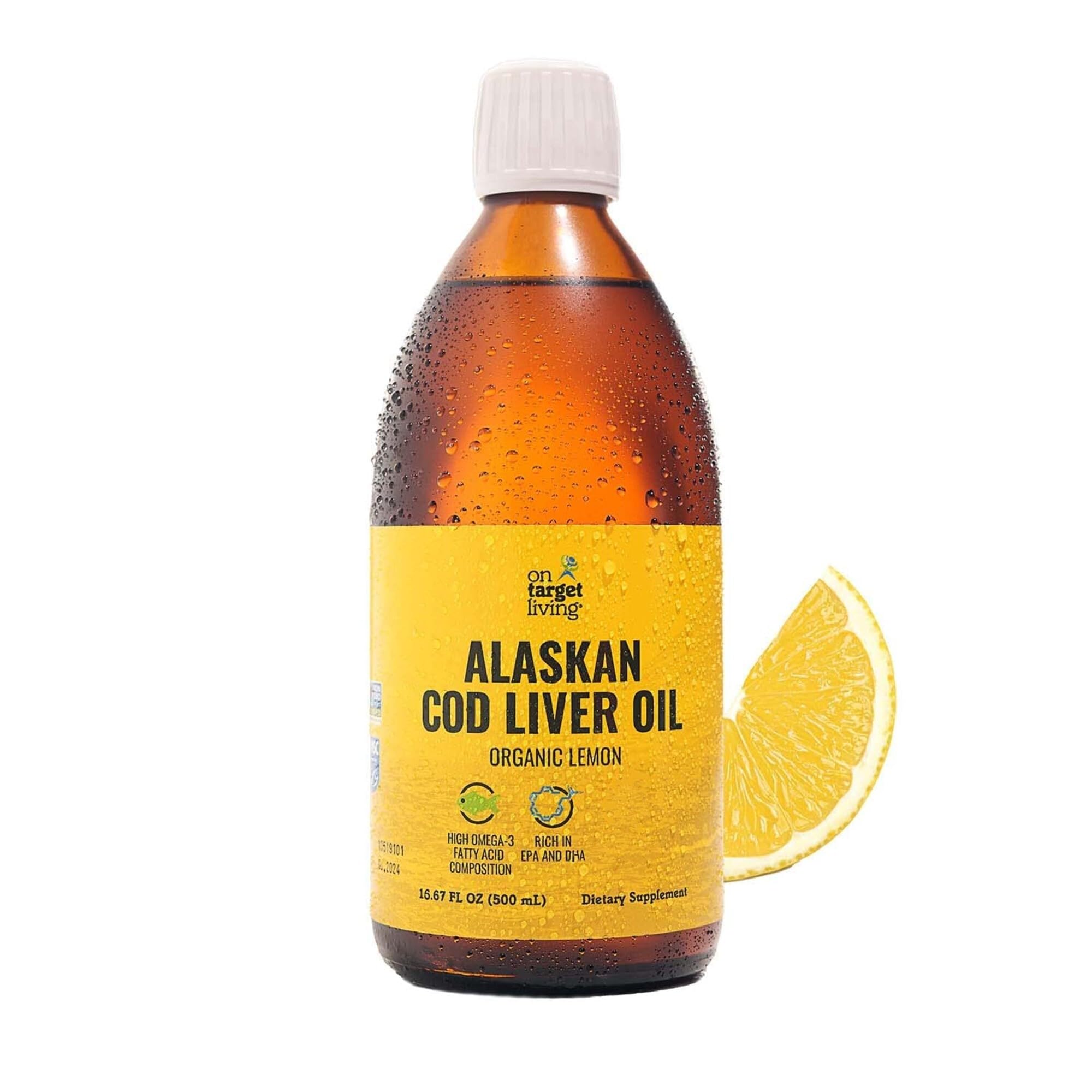 On Target Living bouteille huile foie morue Alaska – source naturelle d'oméga-3