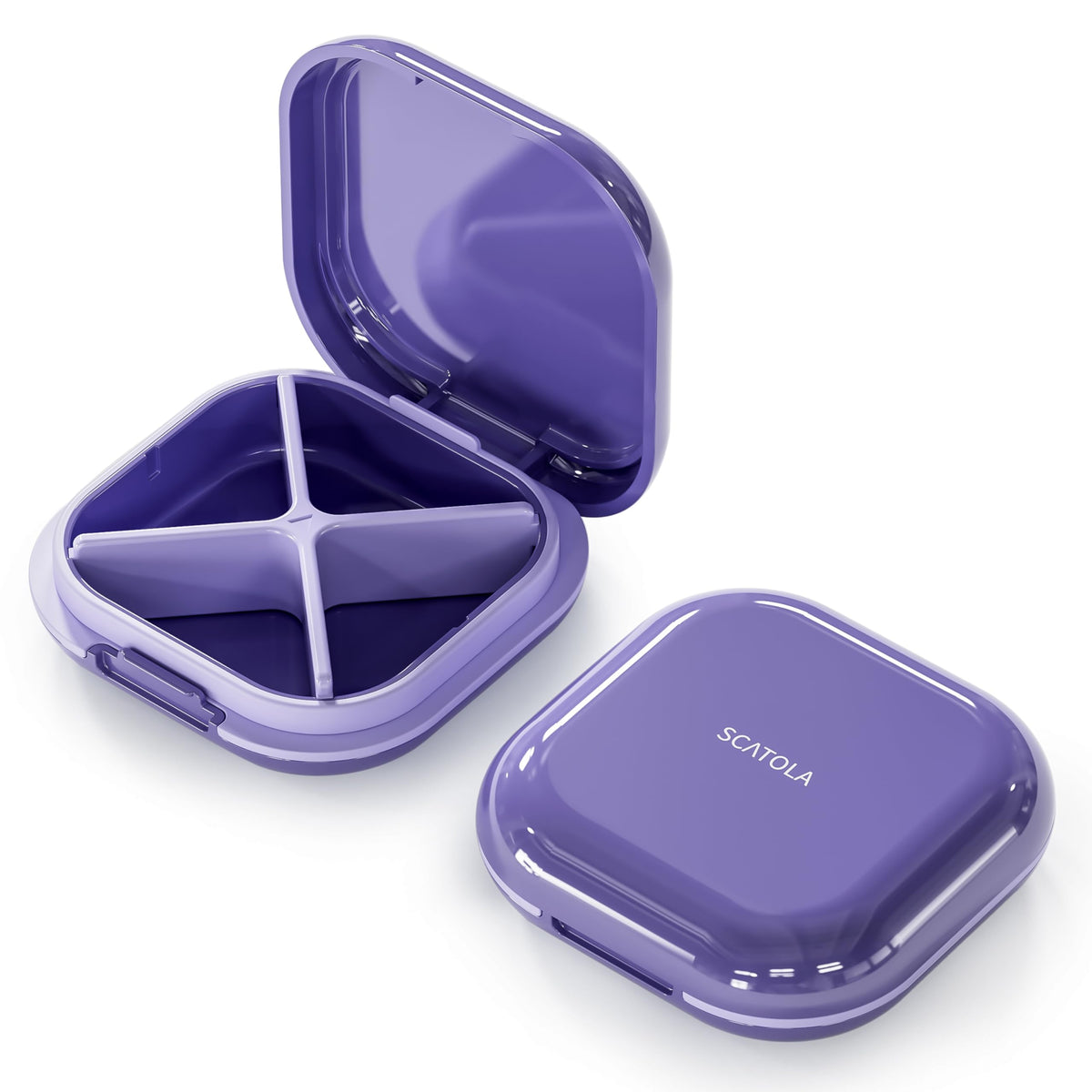 ONTERATE boîte pilules voyage compacte avec 4 compartiments pour une organisation pratique.