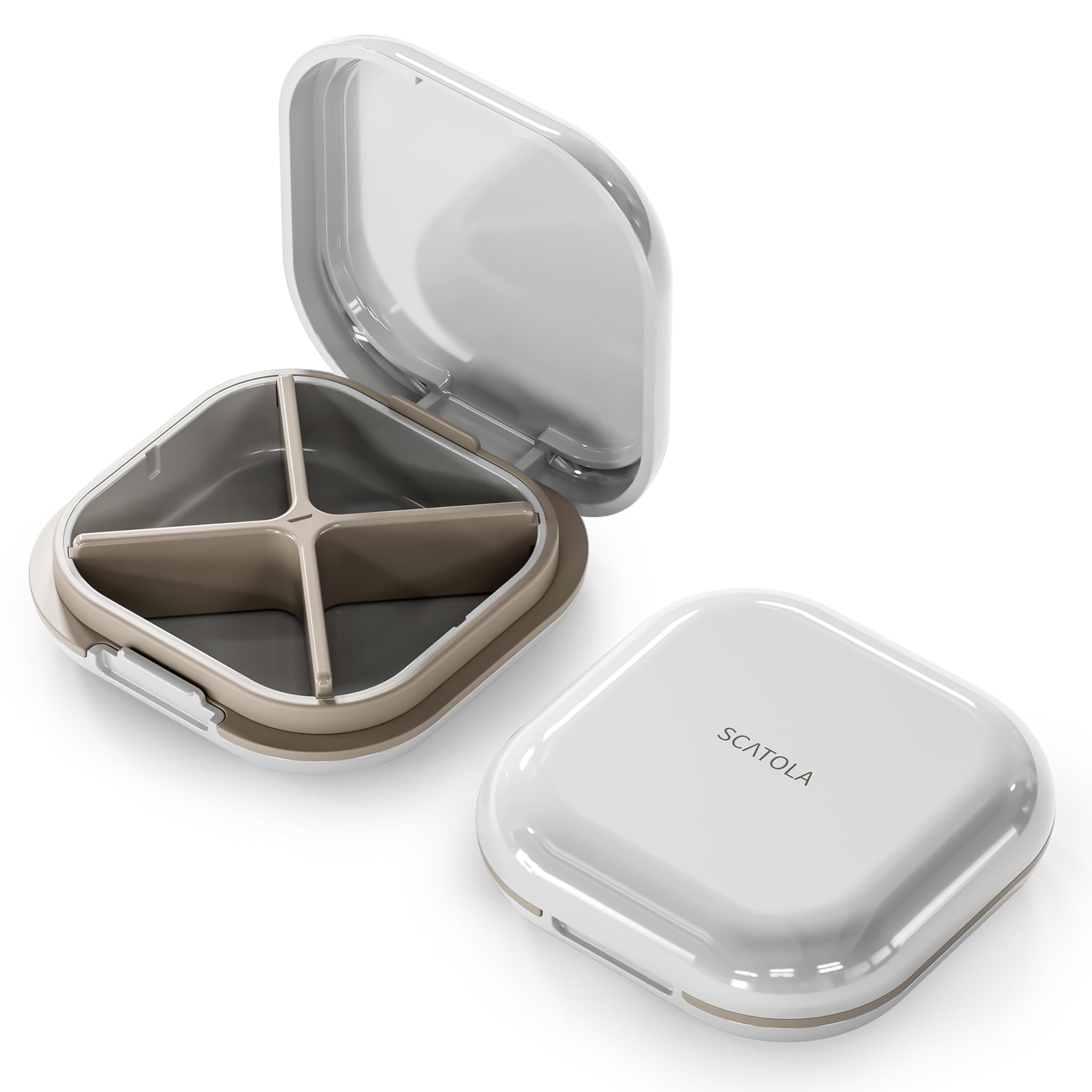 ONTERATE étui-pilules portable et compact pour déplacements quotidiens.