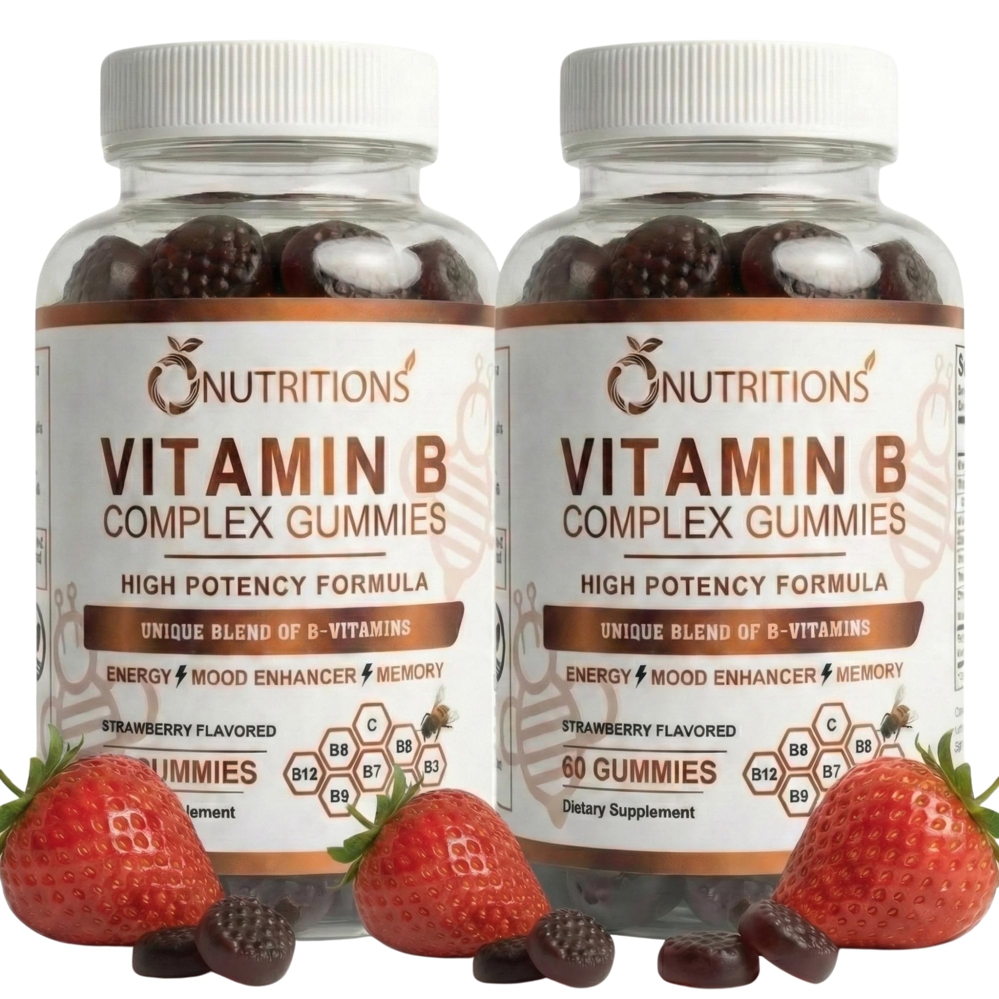 O NUTRITIONS bonbons complexes B – bouteille, goût fruité et énergie potentielle.