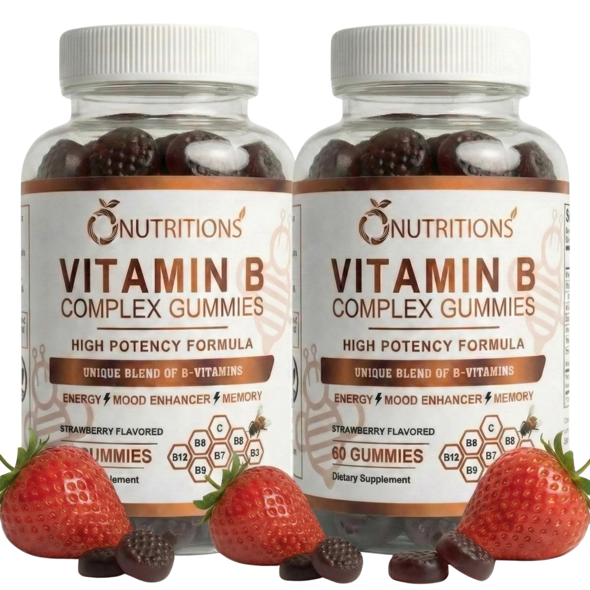 O NUTRITIONS bonbons complexes B – bouteille, goût fruité et énergie potentielle.