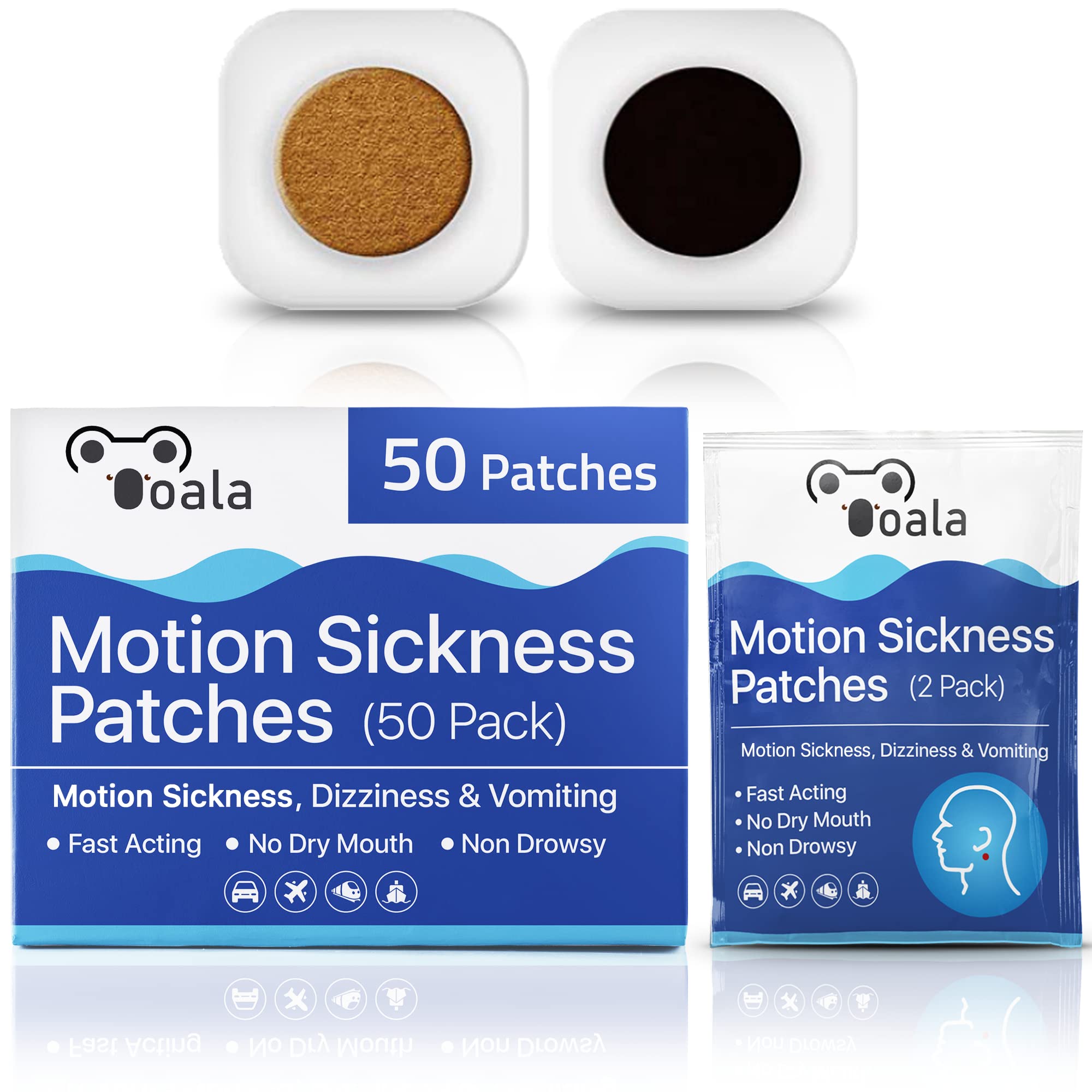Ooala Patchs anti-nausees derriere l'oreille pour un soulagement rapide.