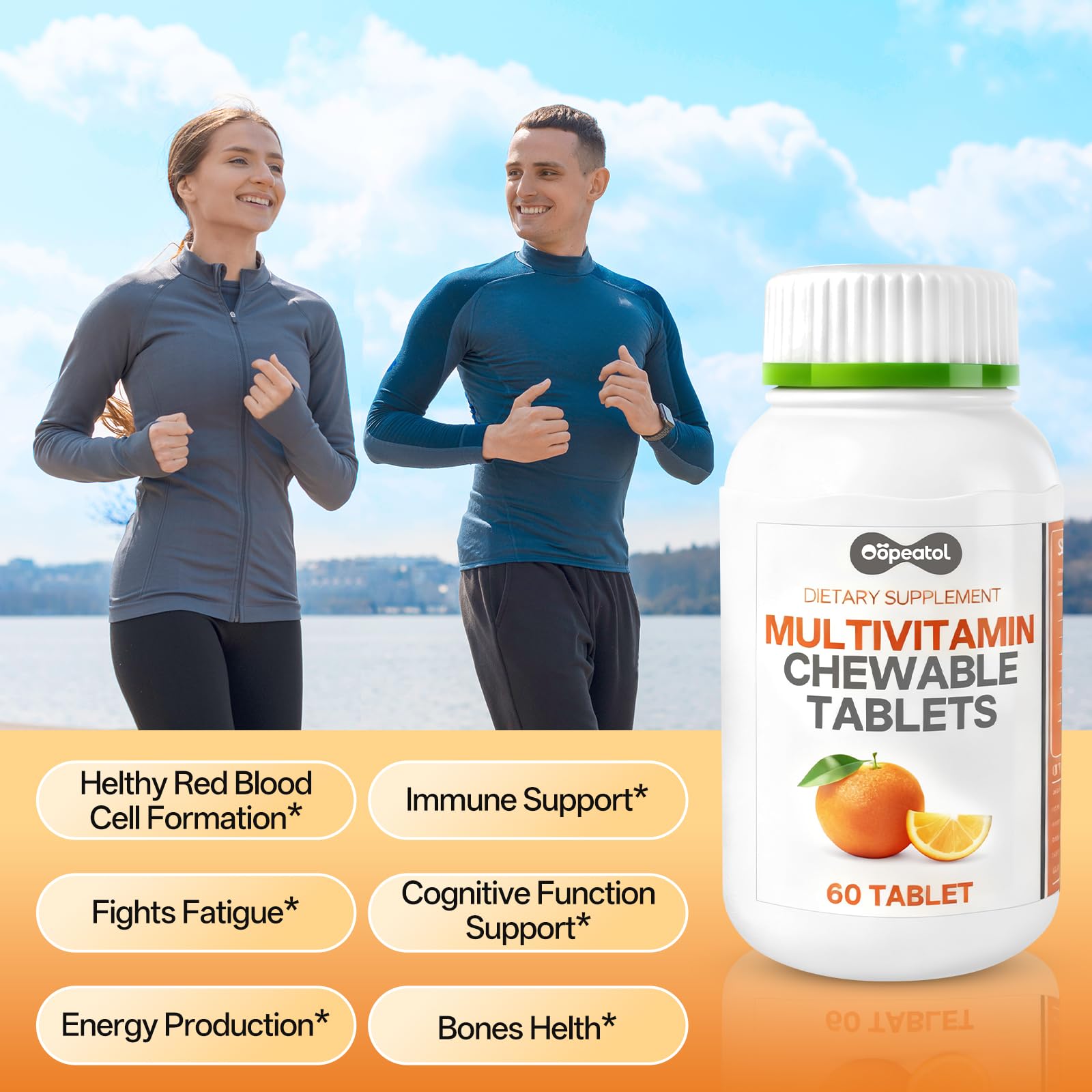Oopeatol, vitamine C et D3, soutien potentiel de la santé osseuse et musculaire.