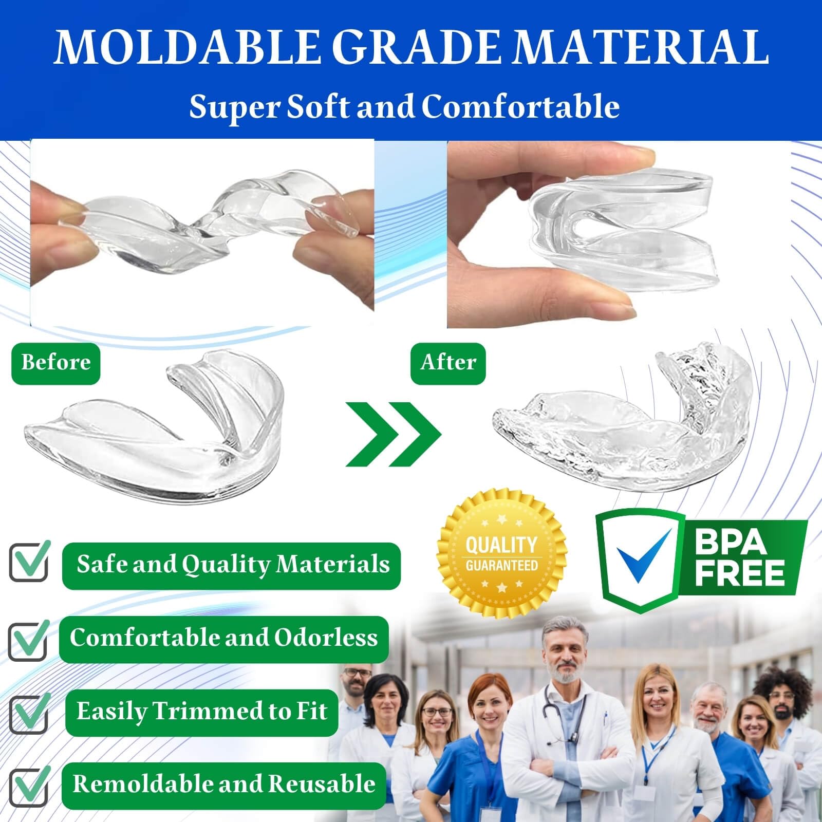 Garde dentaire ajustable Oormgsrc ajustée à domicile pour un confort personnalisé