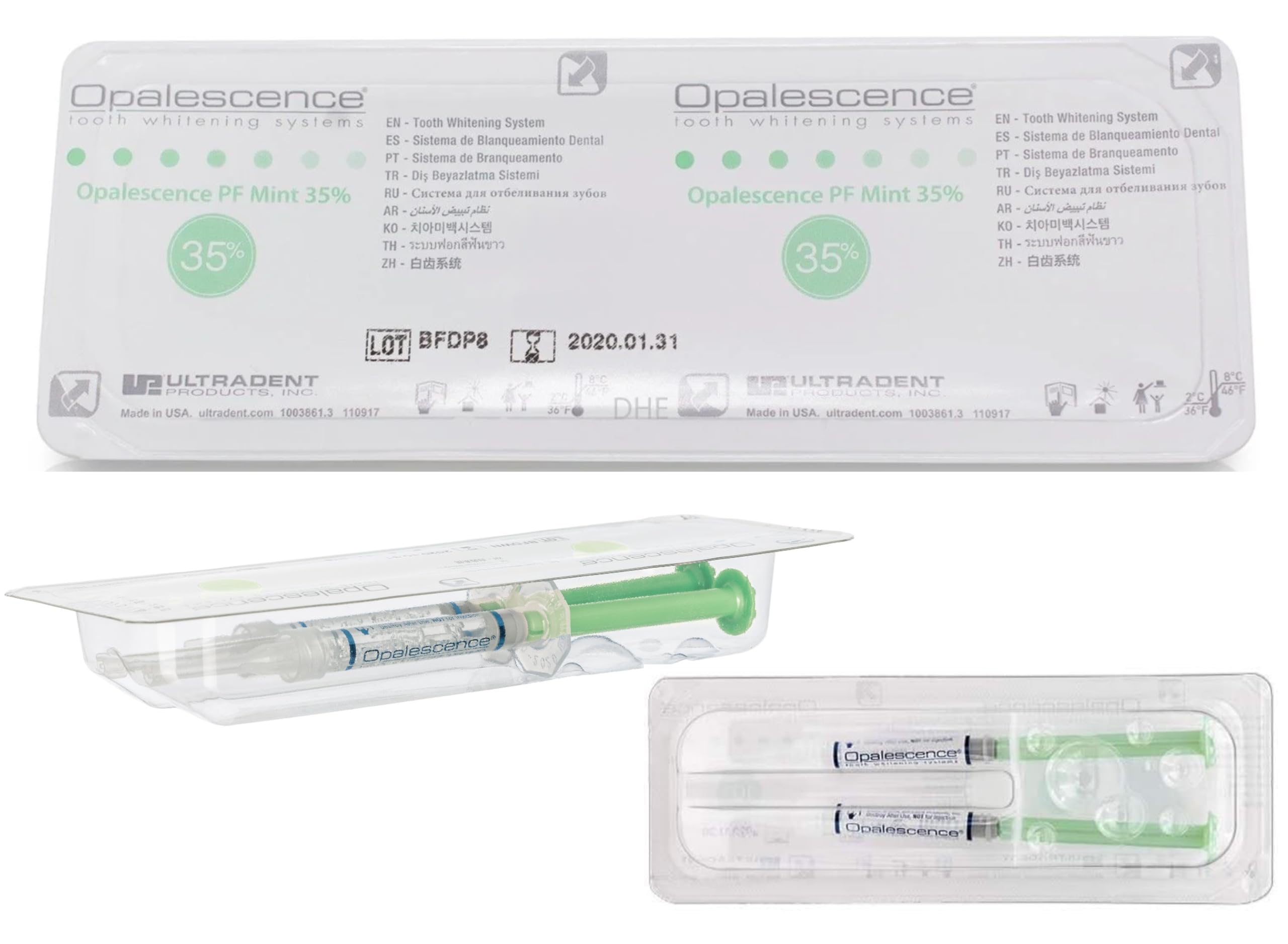 Opalescence 35% CP Menthe – utilisation à domicile avec guide pratique.