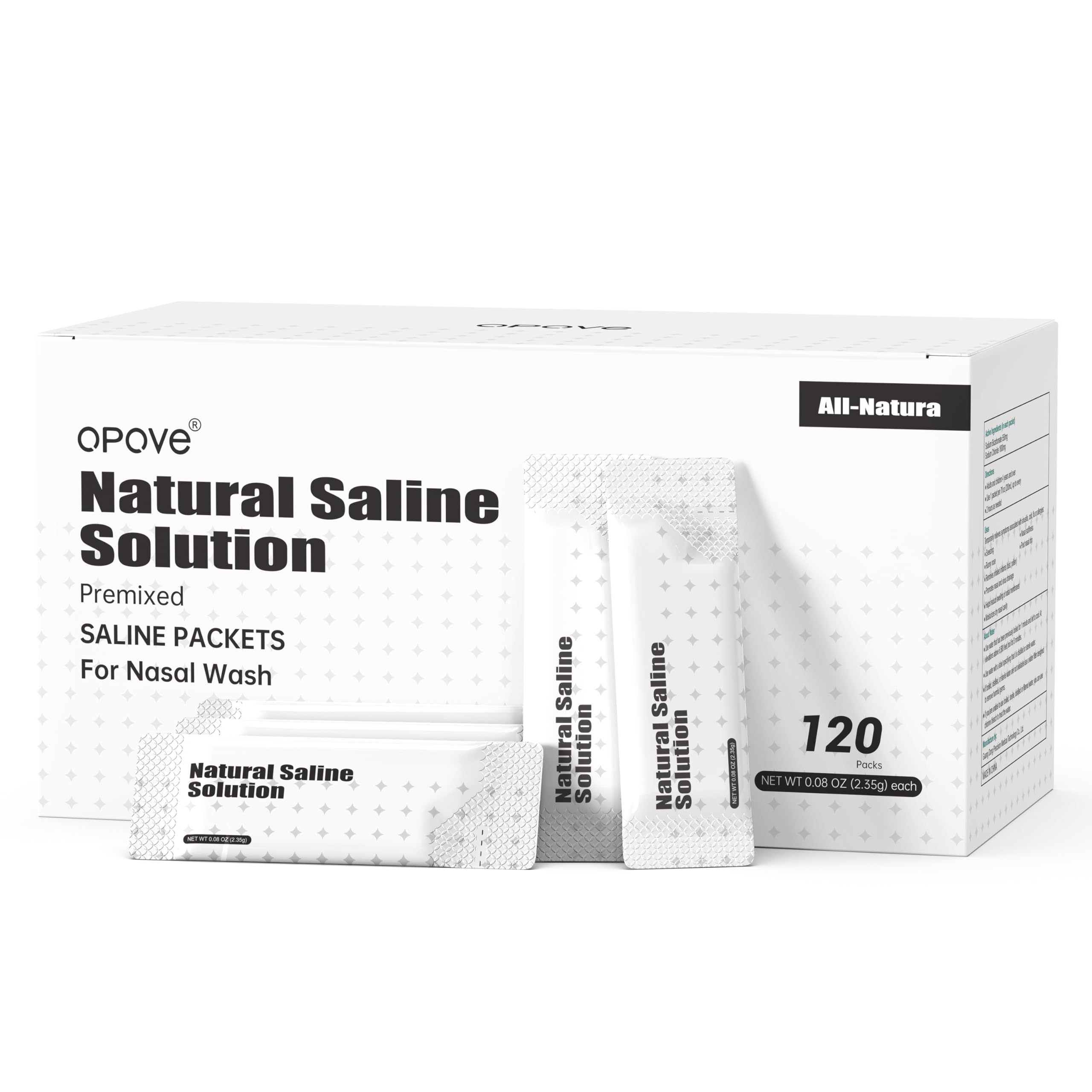 Opove sachets saline pré-mélange nasal pour usage quotidien avec irrigation nasale.