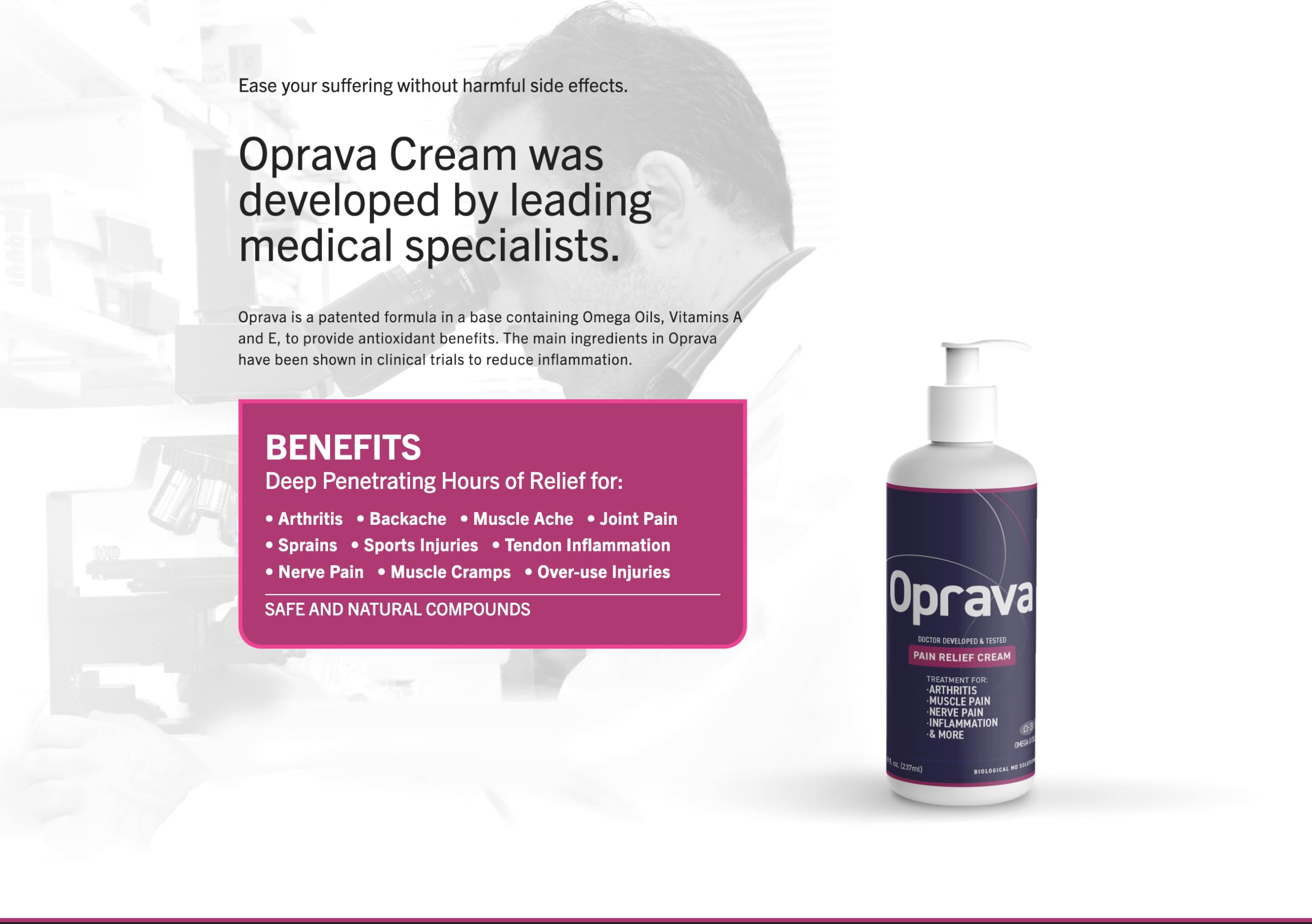Crème Analgésique Oprava: absorption rapide laissant la peau légère et hydratée.